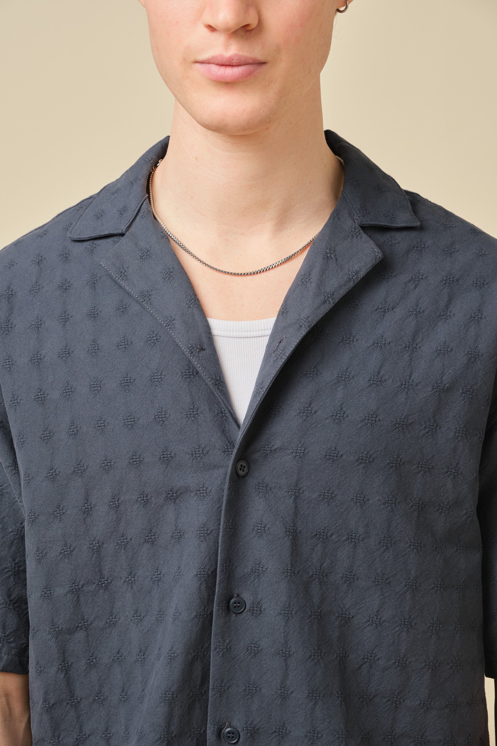 EMBROIDERED RIBIERA SHIRT - NAVY - Image 3