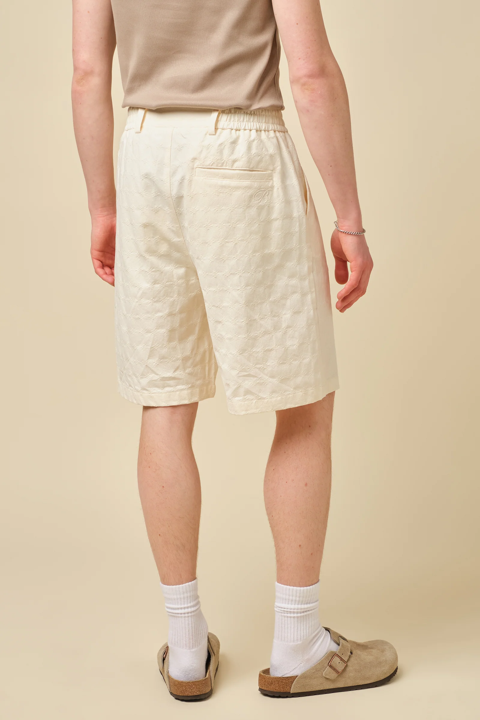 EMBROIDERED RIBIERA SHORTS - CREAM - Image 5