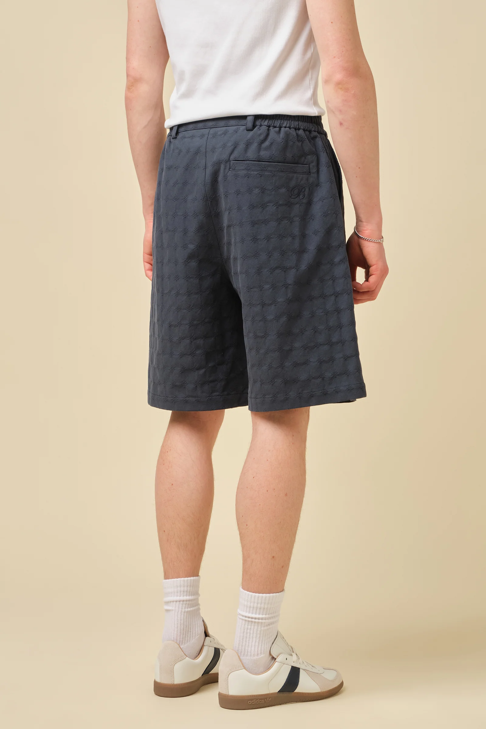 EMBROIDERED RIBIERA SHORTS - NAVY - Image 5