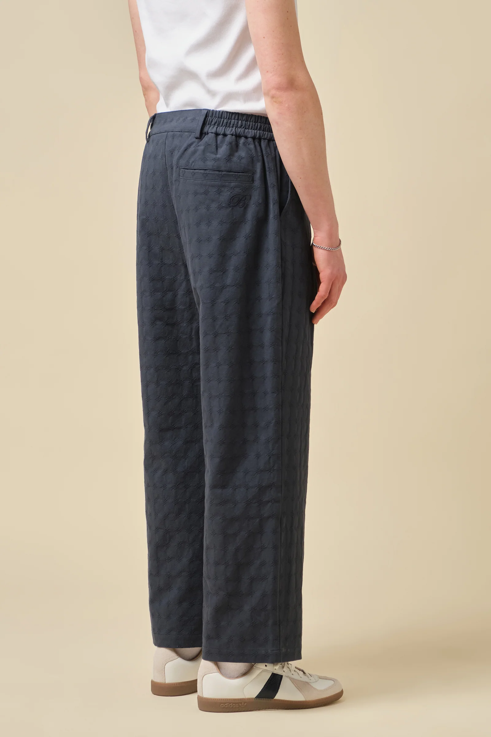 EMBROIDERED RIBIERA TROUSERS - NAVY - Image 5
