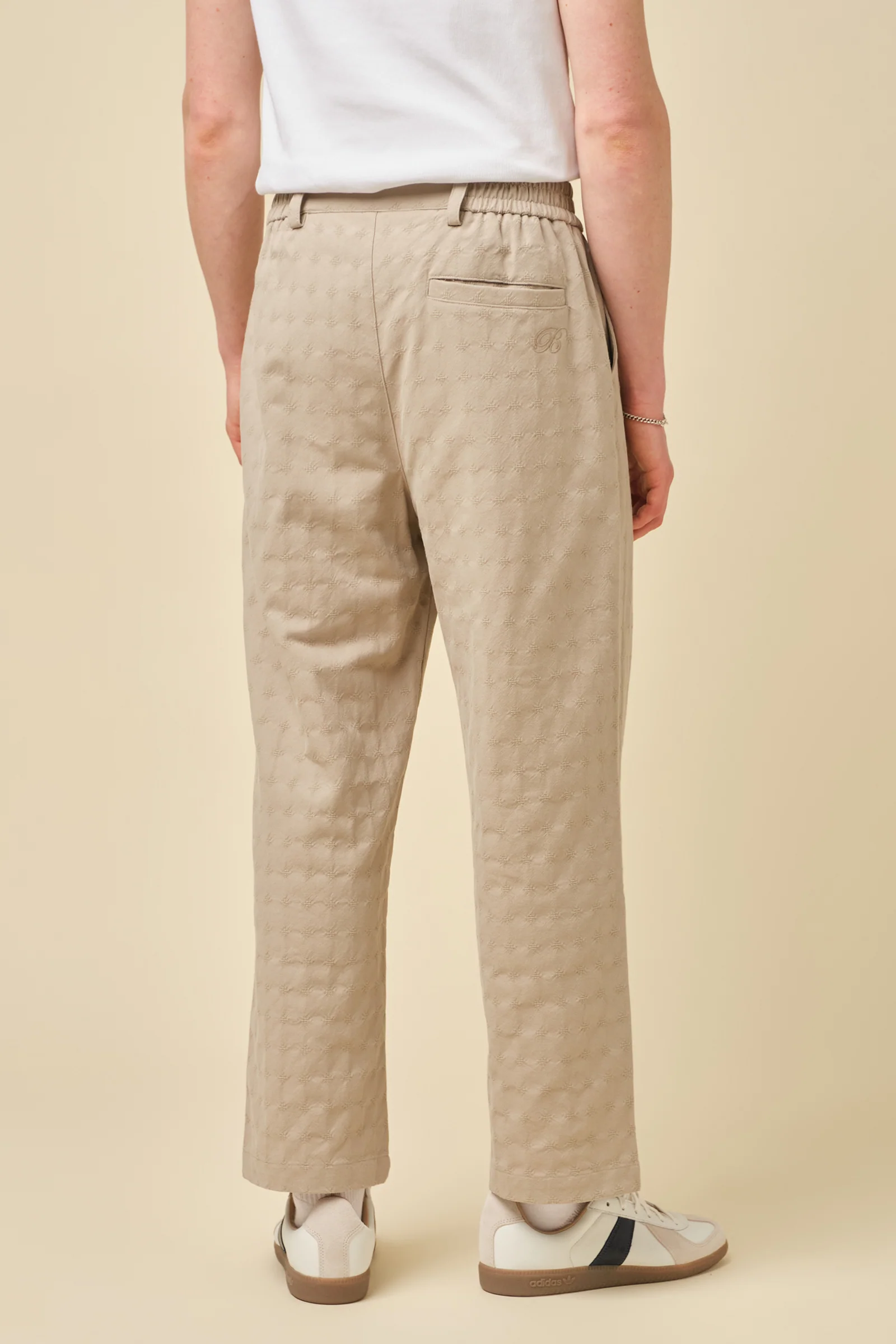 EMBROIDERED RIBIERA TROUSERS - STONE - Image 5