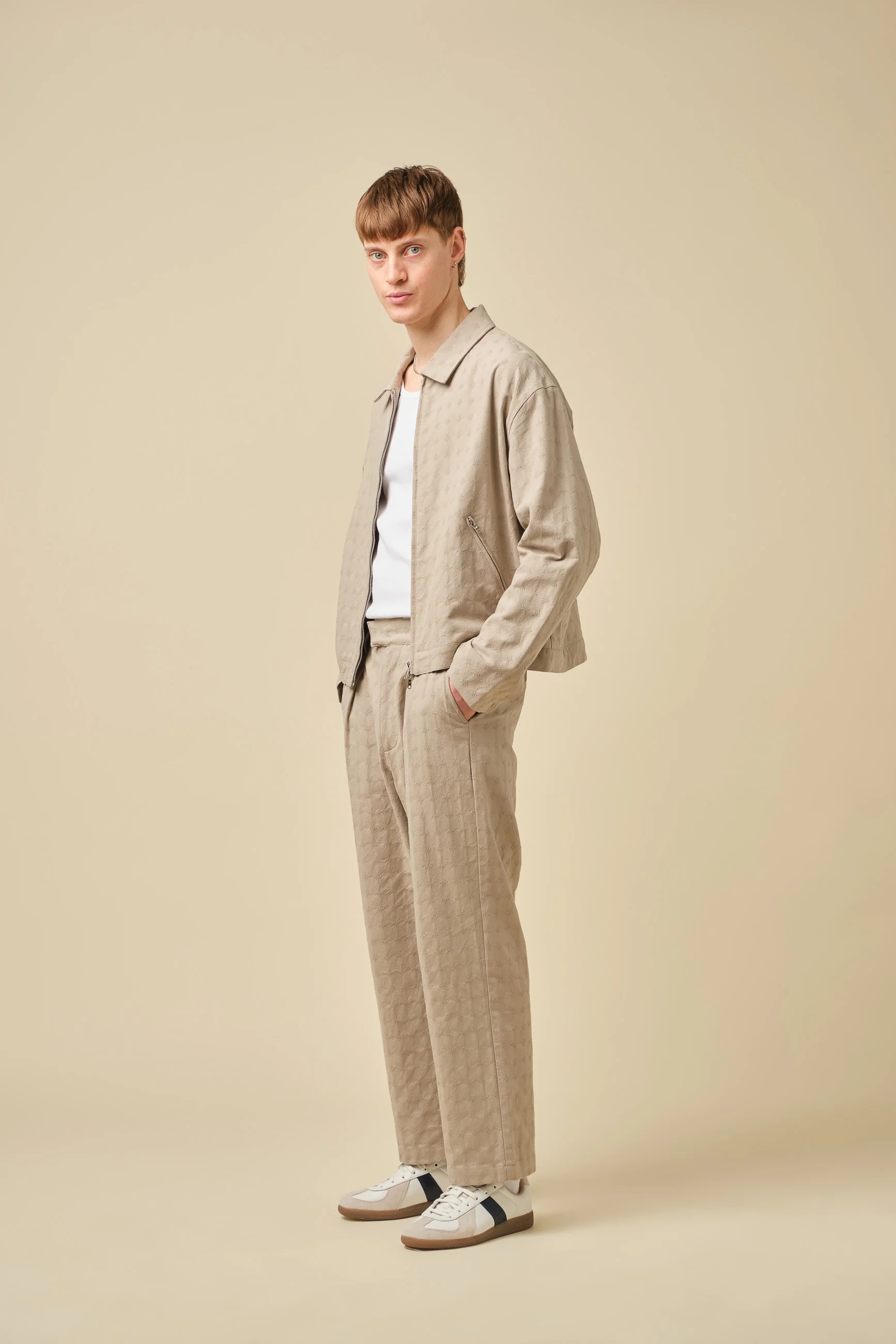 EMBROIDERED RIBIERA TROUSERS - STONE - Image 6