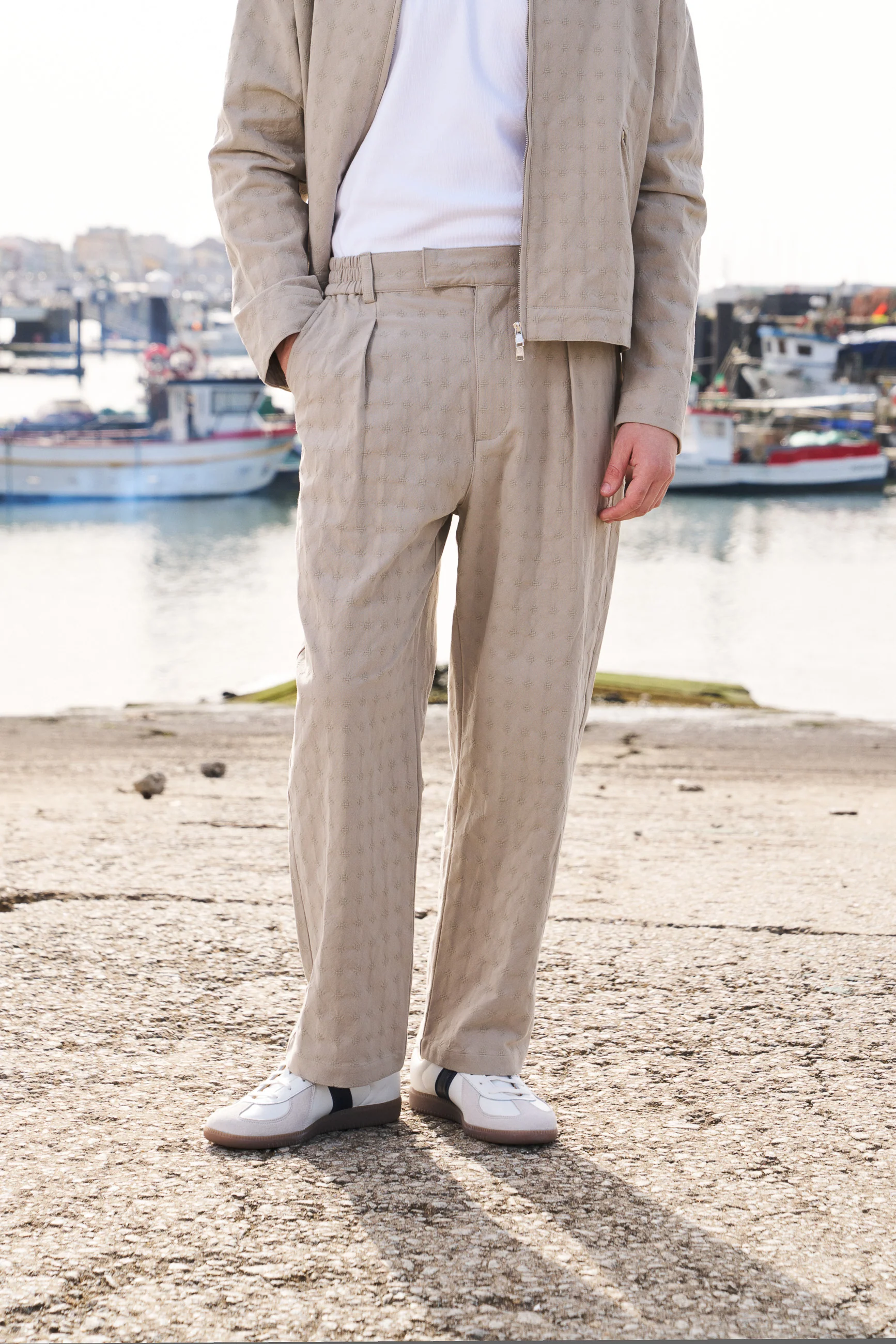 EMBROIDERED RIBIERA TROUSERS - STONE - Image 7