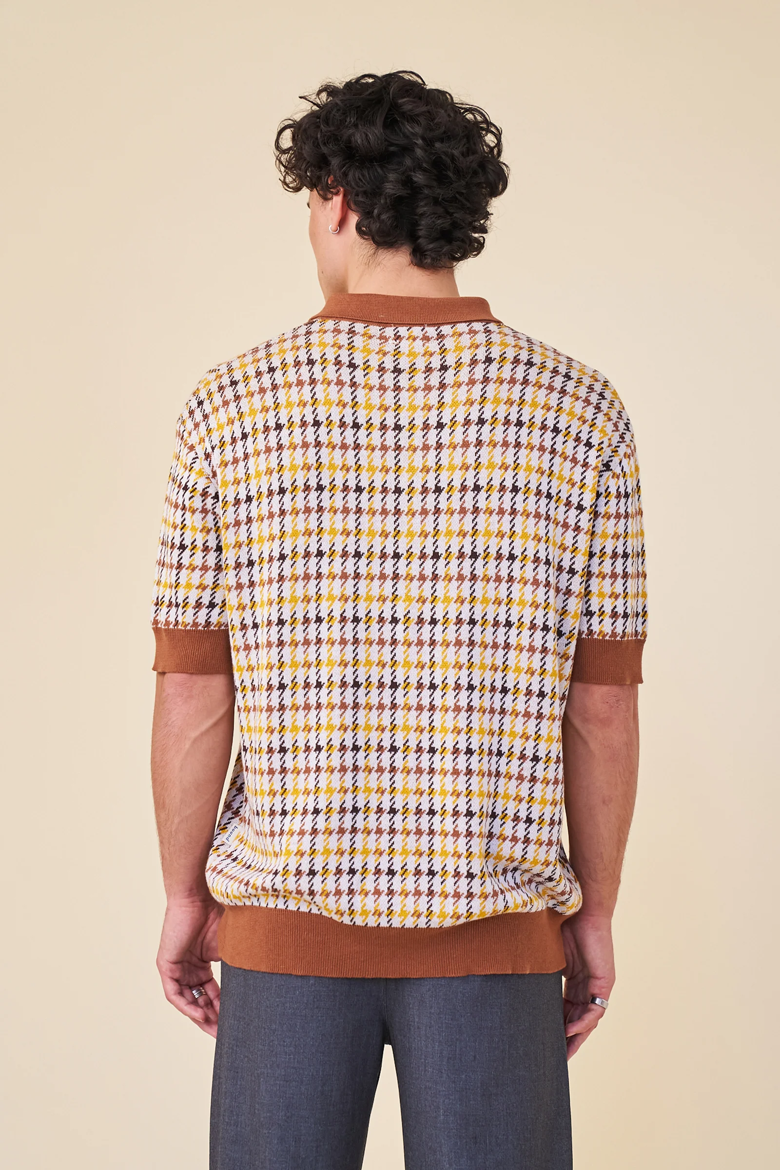 FINN 1/4 ZIP DOGTOOTH KNIT POLO - Image 5