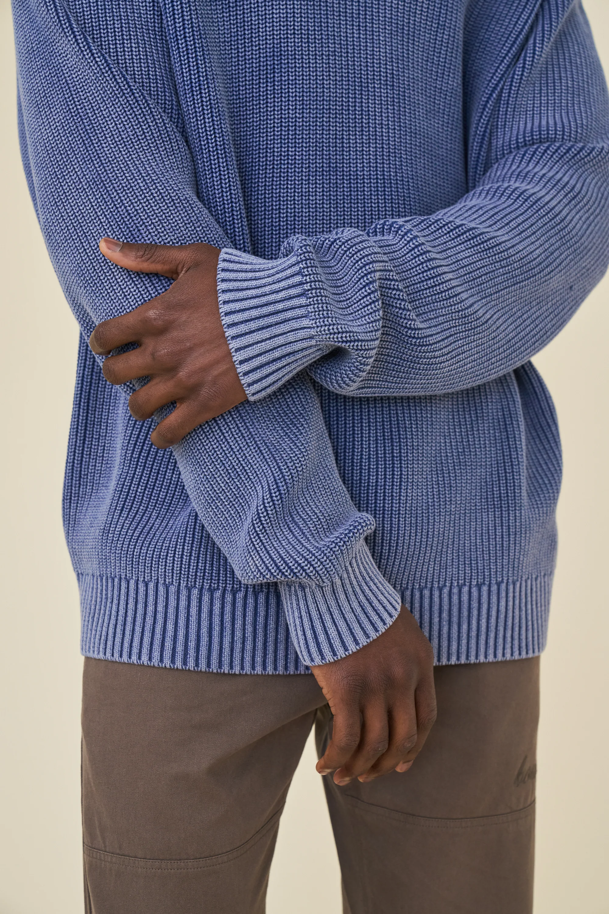 FISHERMAN RIBBED KNIT SWEATER - ACID WASHED NAVY - Image 6