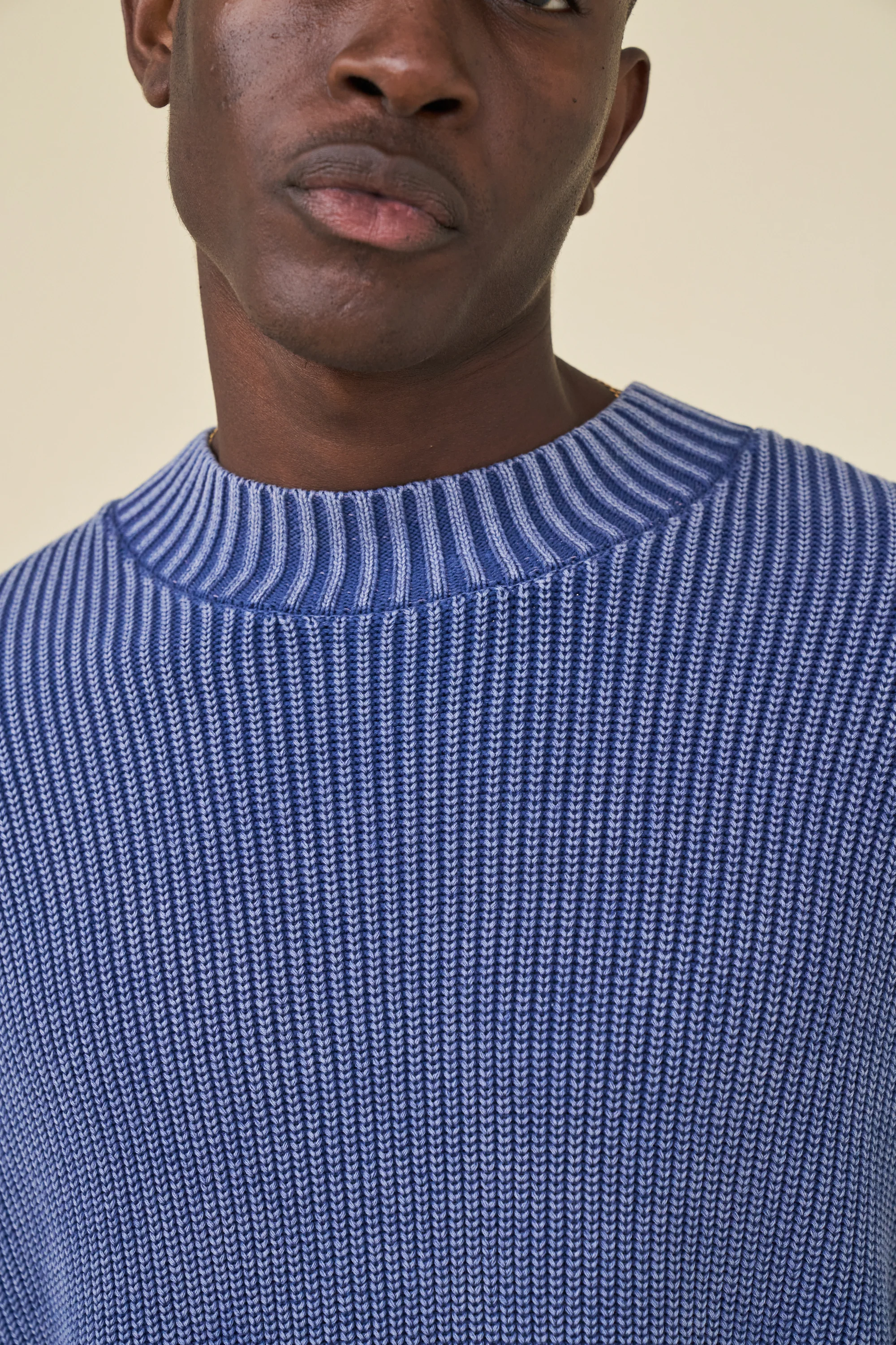 FISHERMAN RIBBED KNIT SWEATER - ACID WASHED NAVY - Image 7