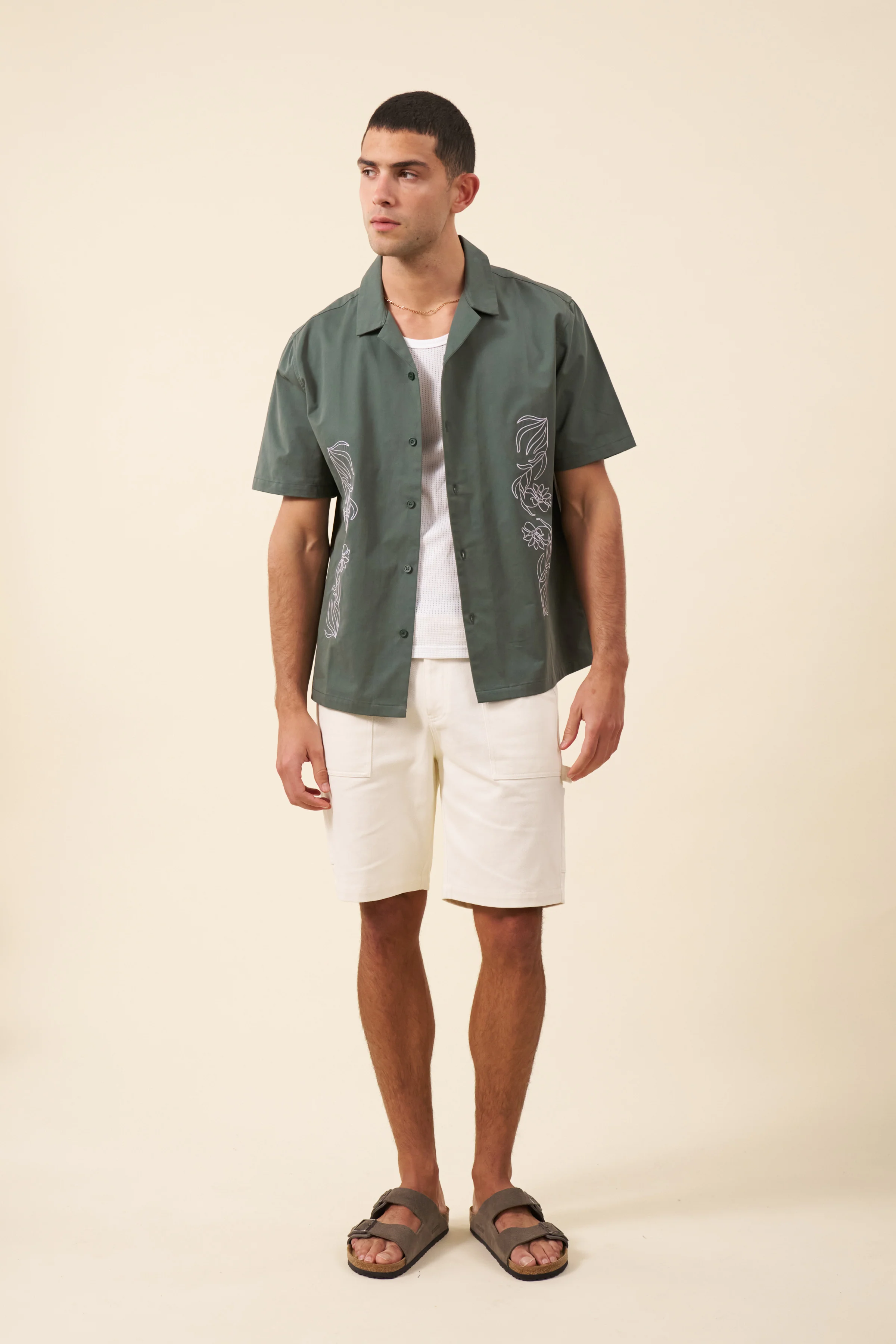 FLORAL EMBROIDERED SHIRT - GREEN - Image 3