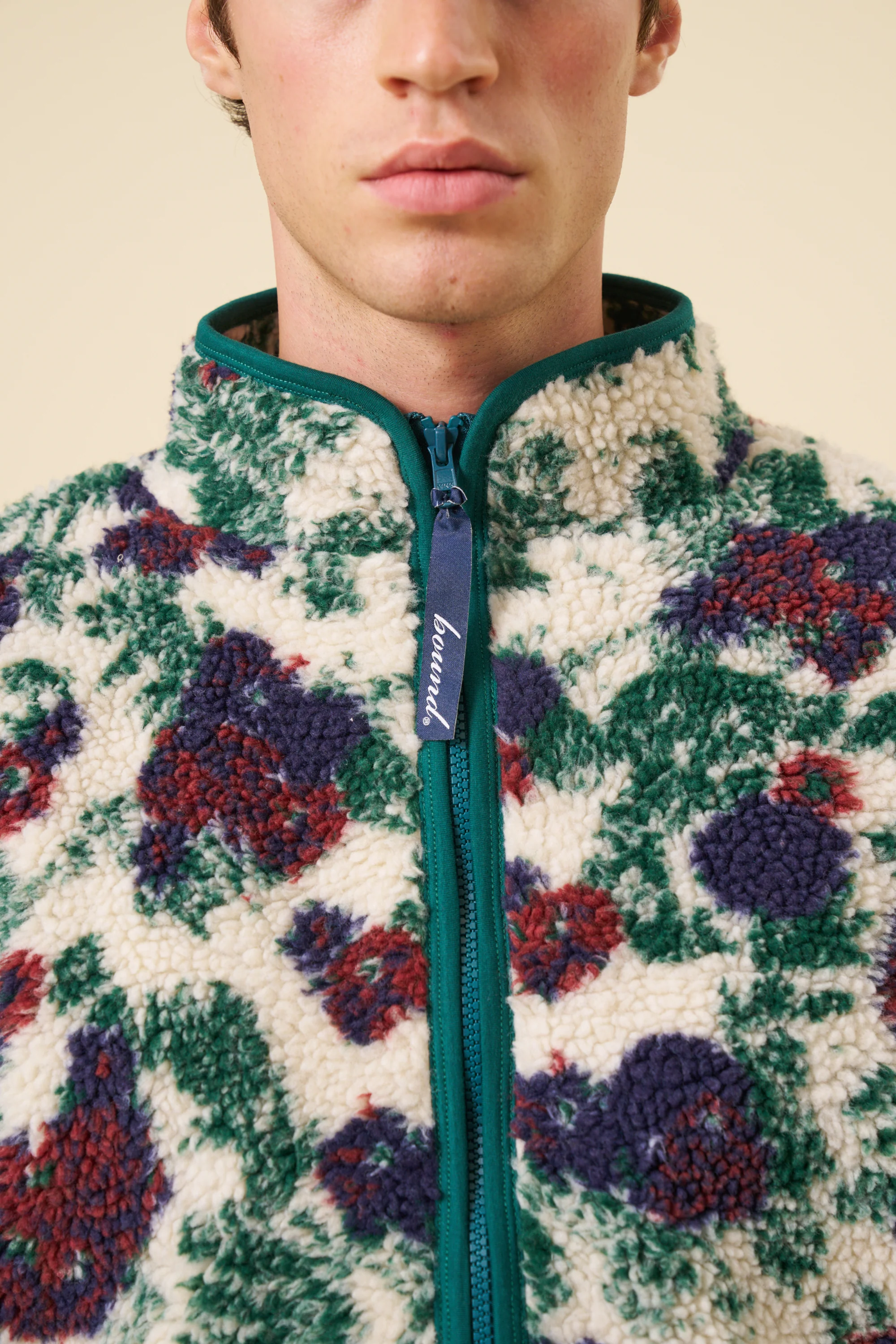 FLORAL FULL ZIP FLEECE - OFF WHITE - Image 3