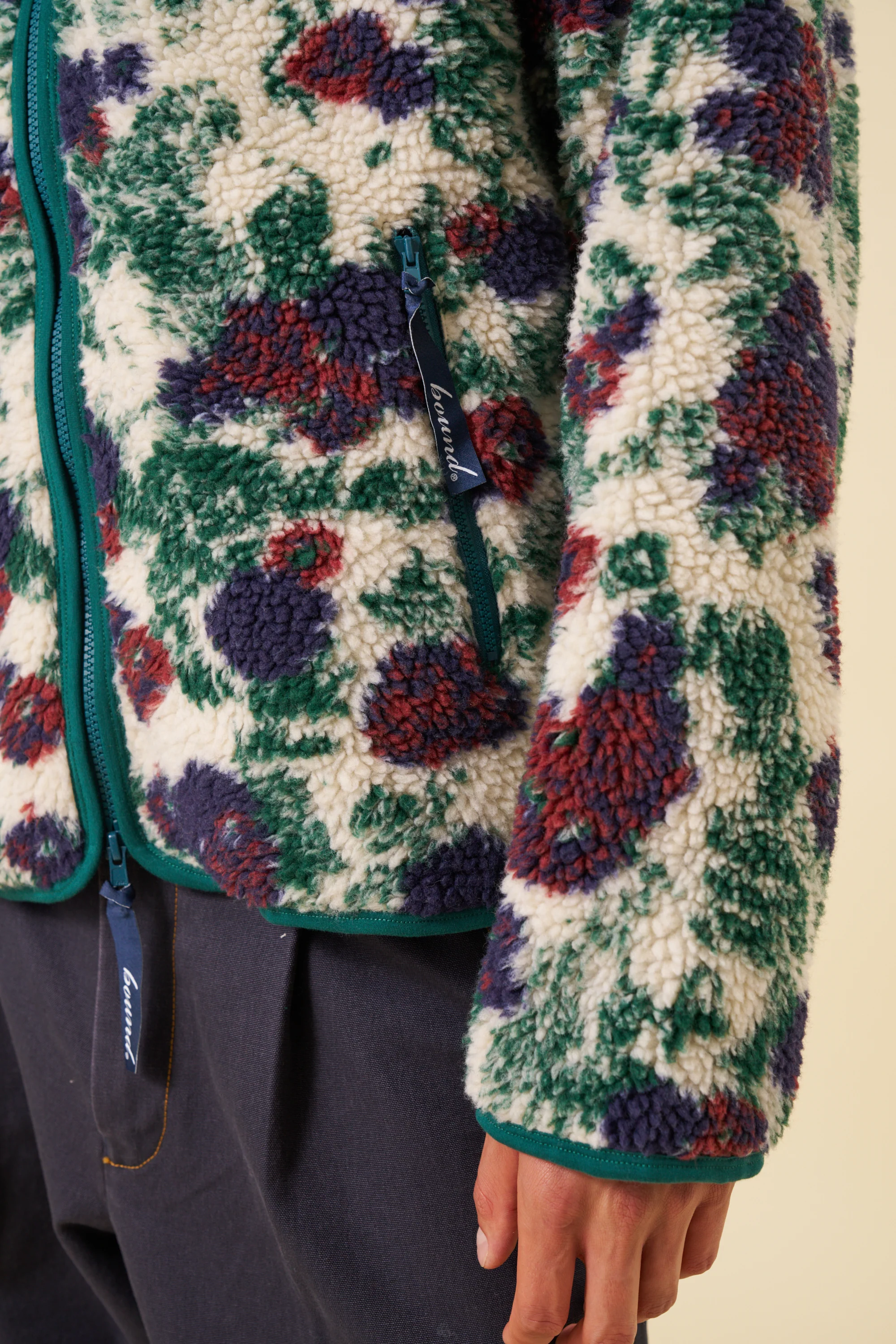 FLORAL FULL ZIP FLEECE - OFF WHITE - Image 5