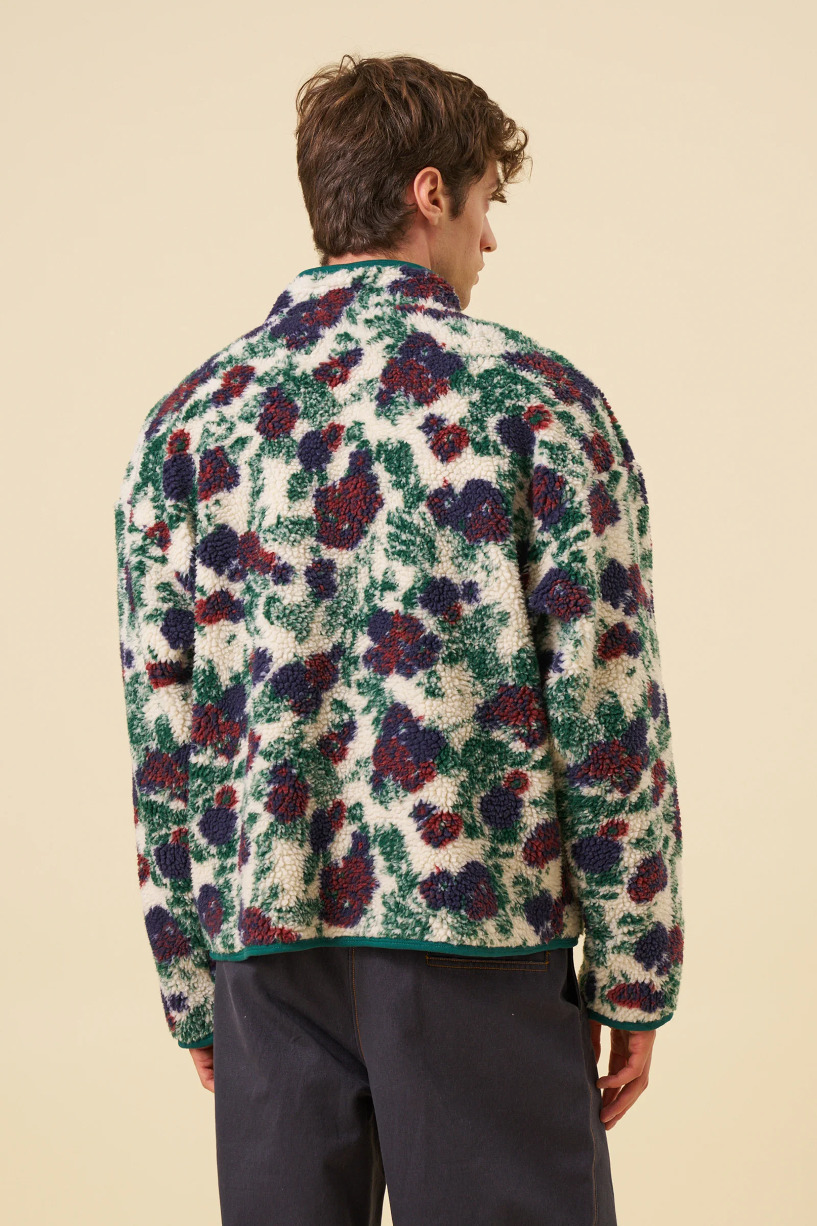 FLORAL FULL ZIP FLEECE - OFF WHITE - Image 6