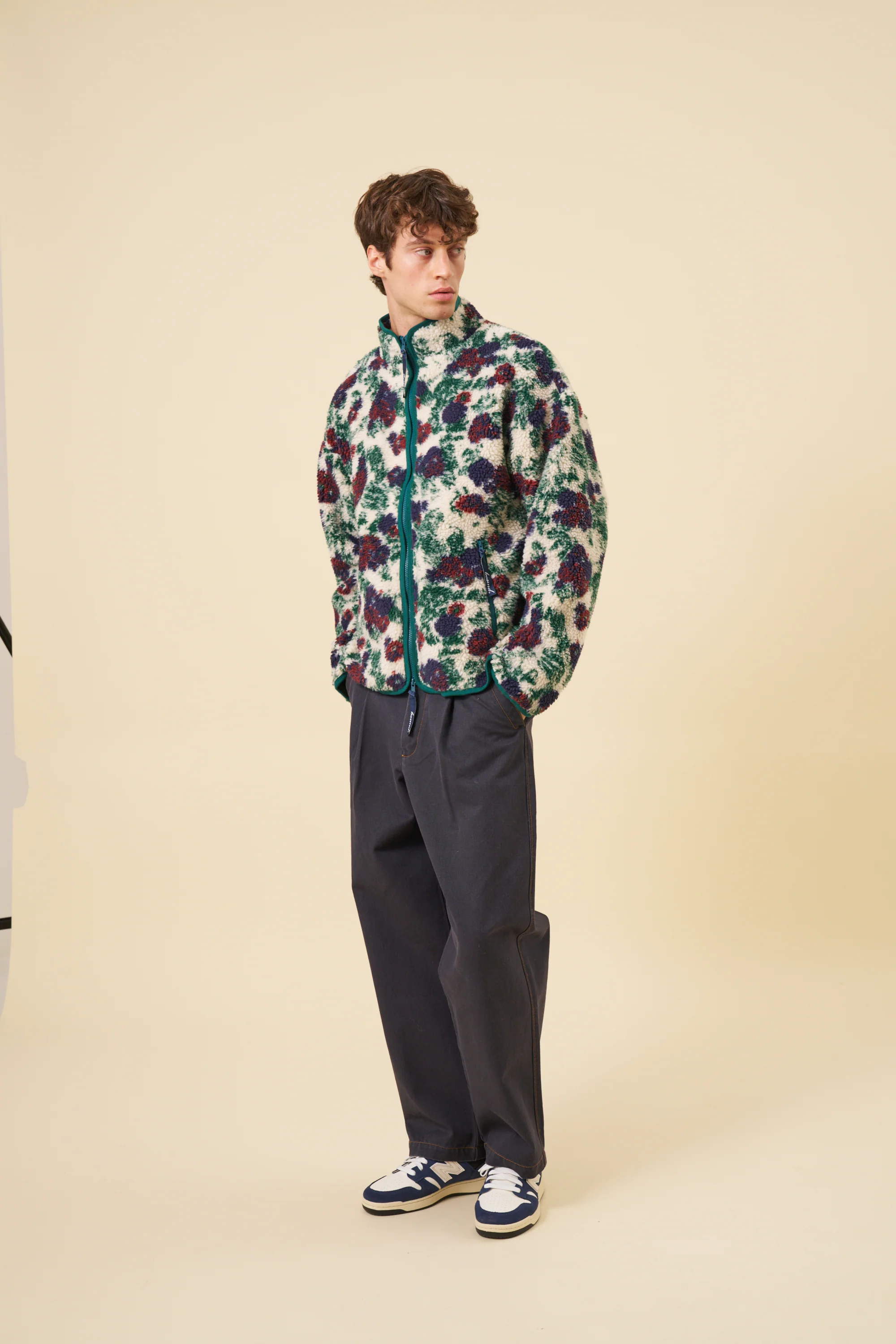 FLORAL FULL ZIP FLEECE - OFF WHITE - Image 7