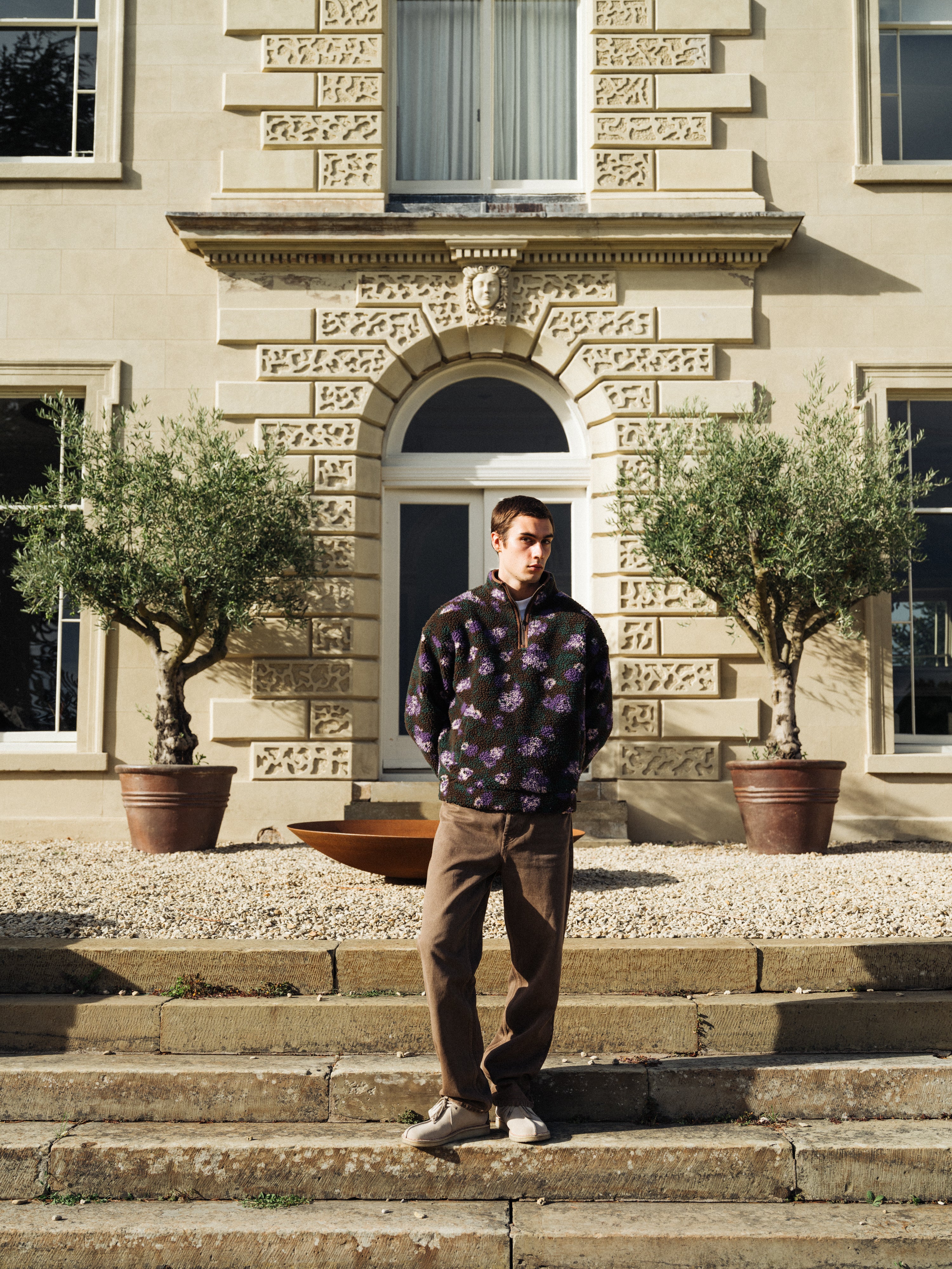 FLORAL HALF ZIP FLEECE - BROWN - Image 2