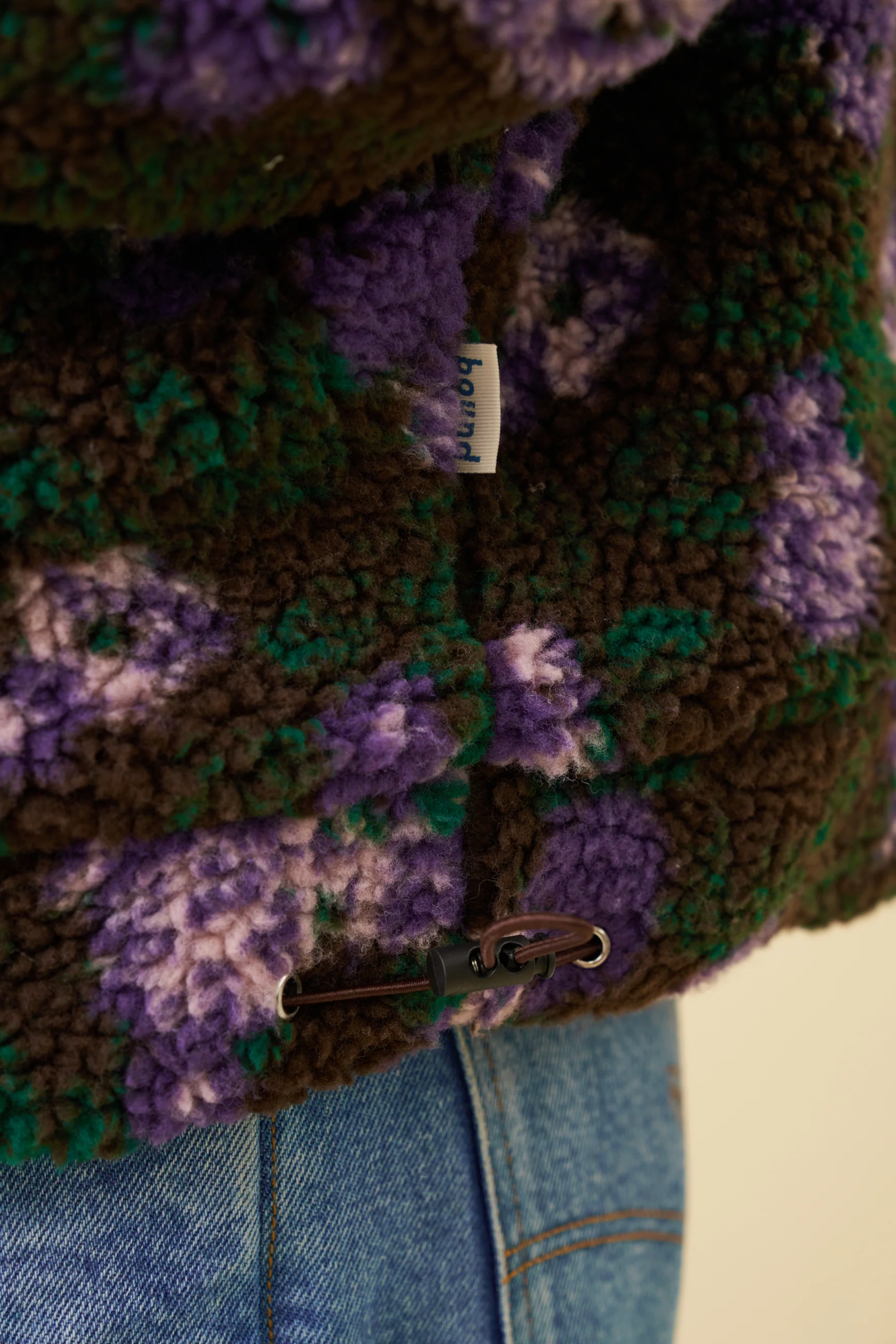 FLORAL HALF ZIP FLEECE - BROWN - Image 7