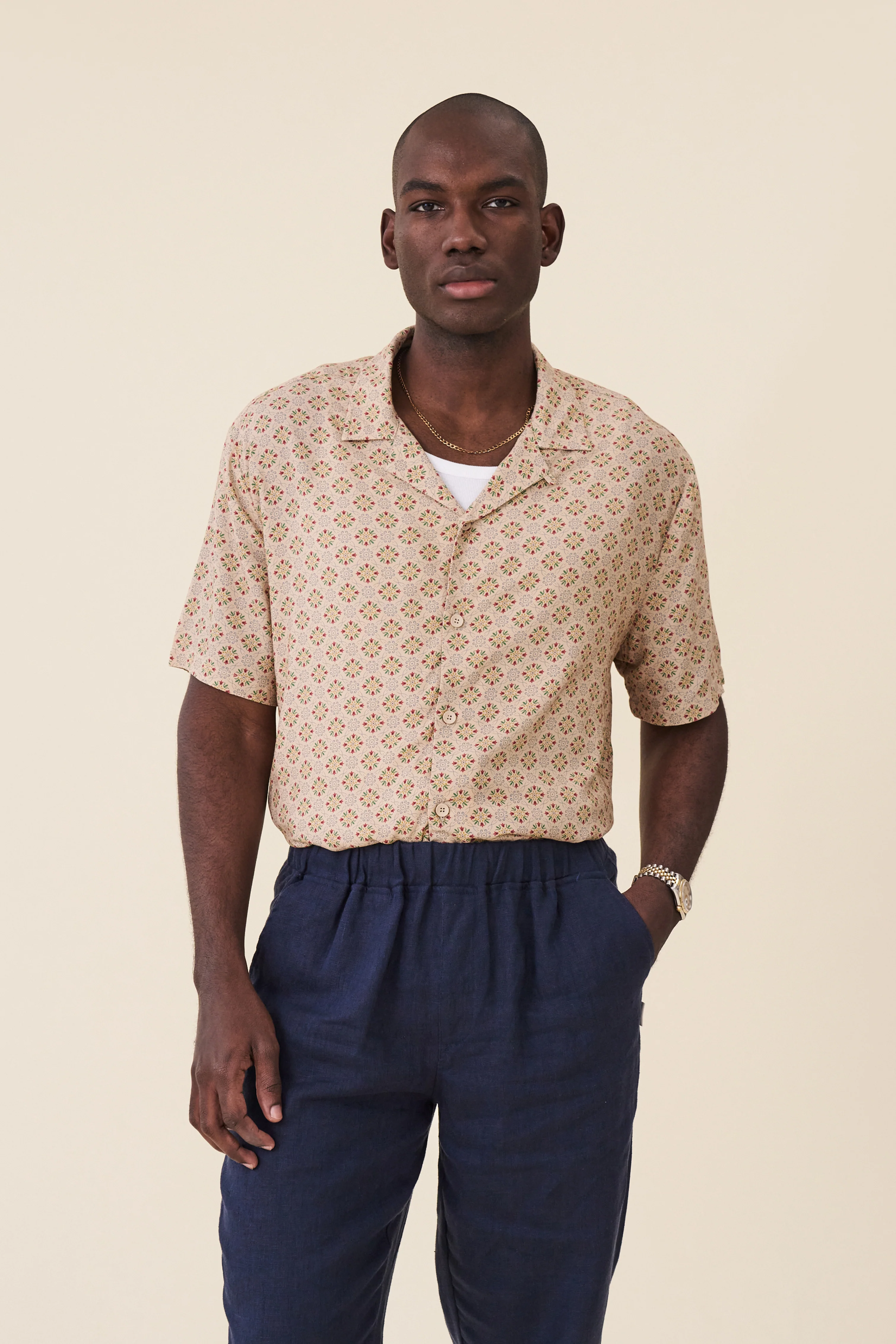 FLORAL MOSAIC RAYON SS SHIRT - Image 7