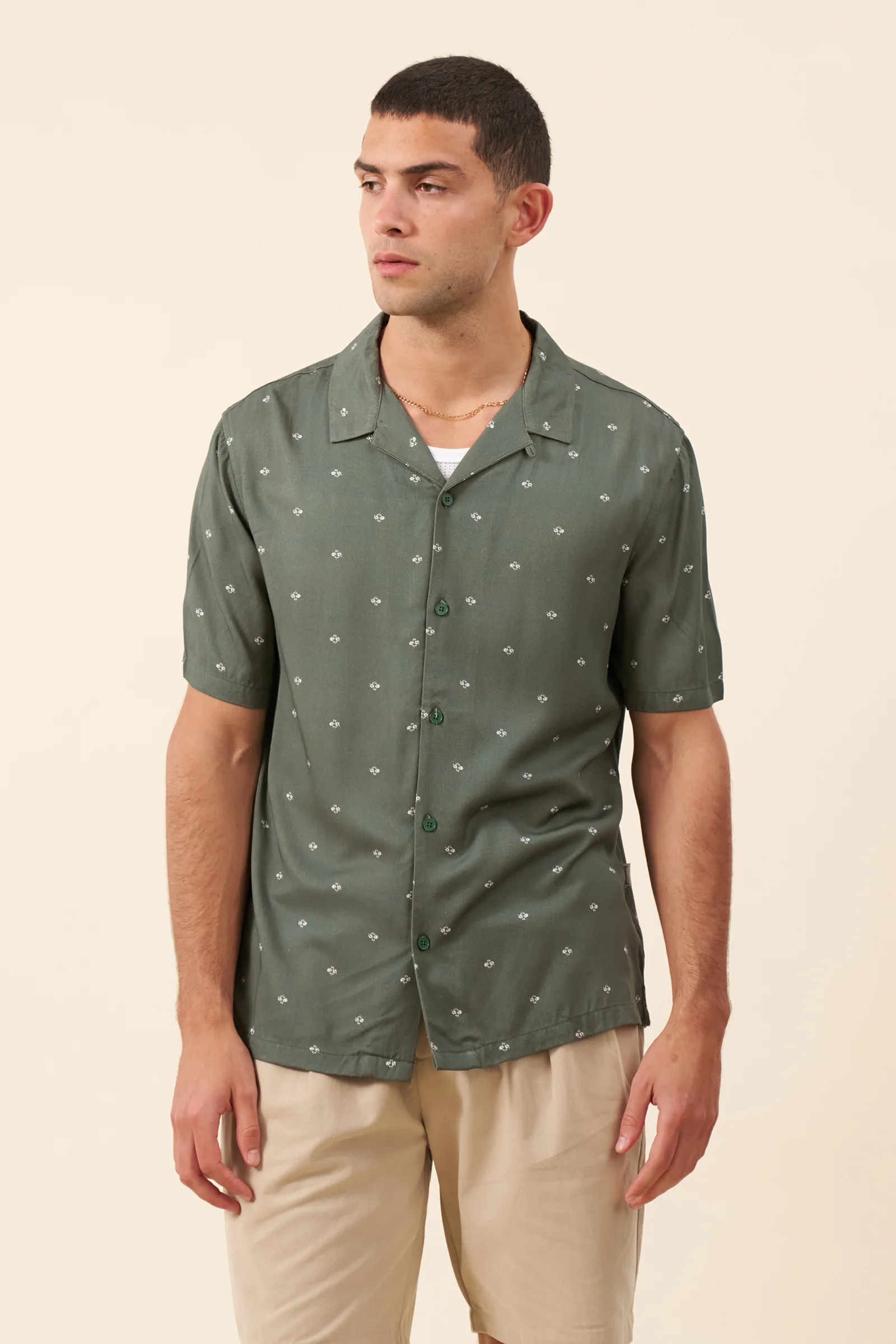 FLORAL RAYON SHIRT - SAGE