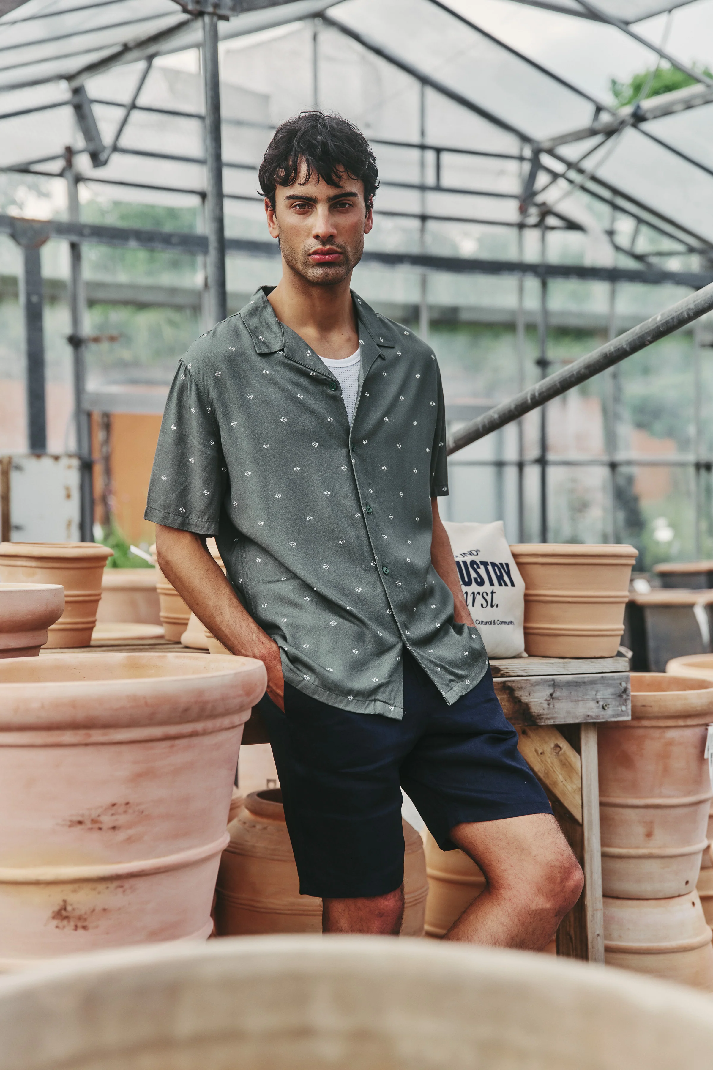 FLORAL RAYON SHIRT - SAGE - Image 2