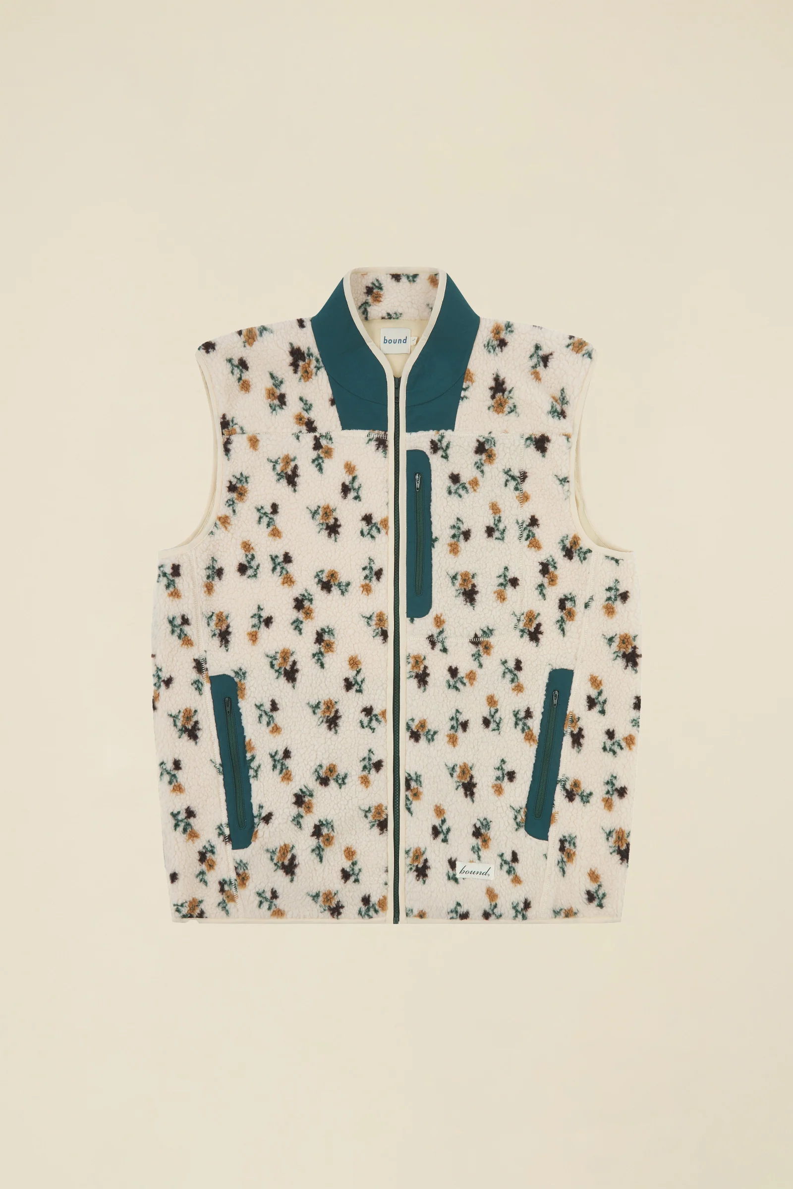 FLORAL ZIP GILET FLEECE - ECRU - Image 11