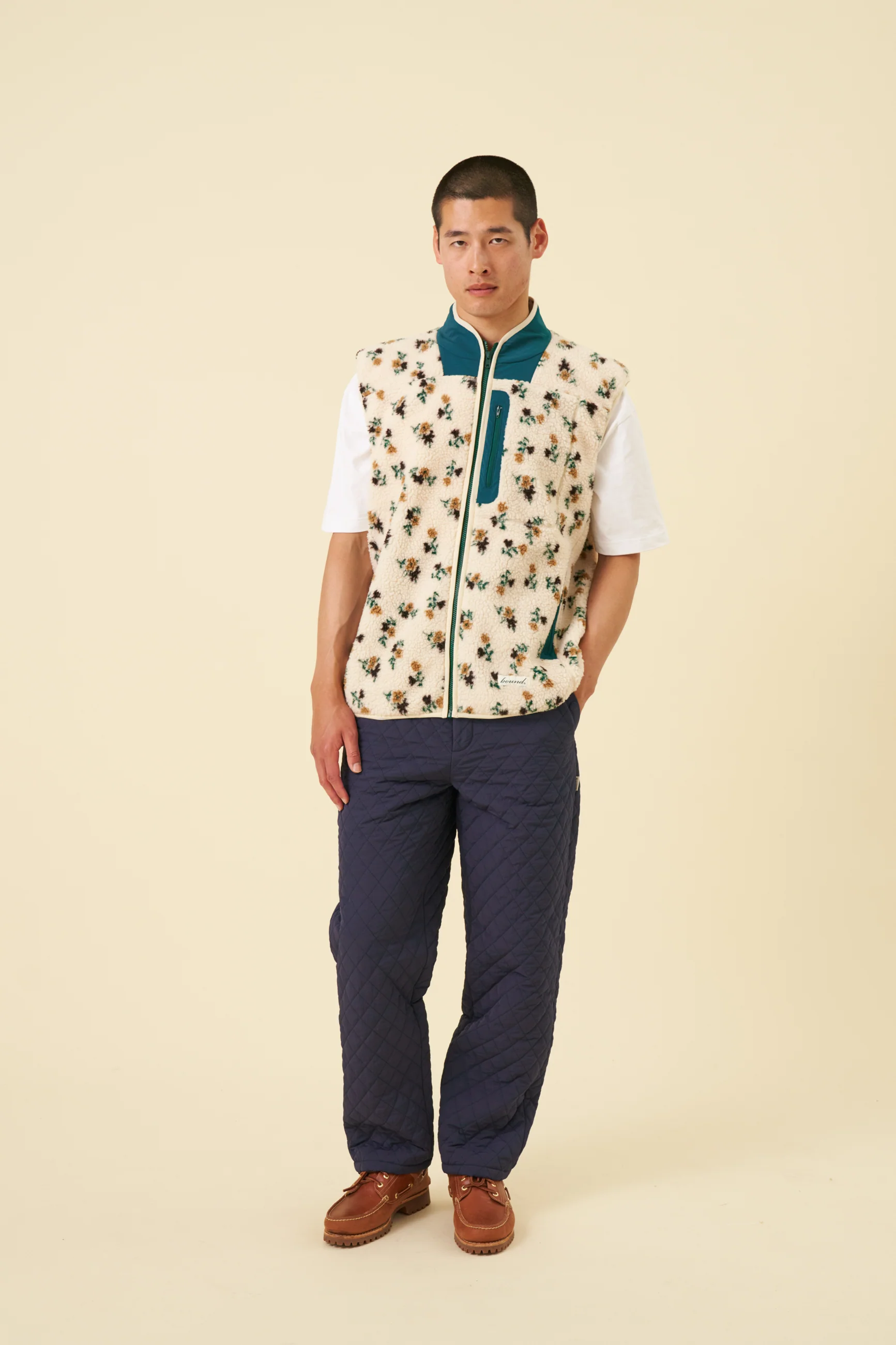 FLORAL ZIP GILET FLEECE - ECRU - Image 3