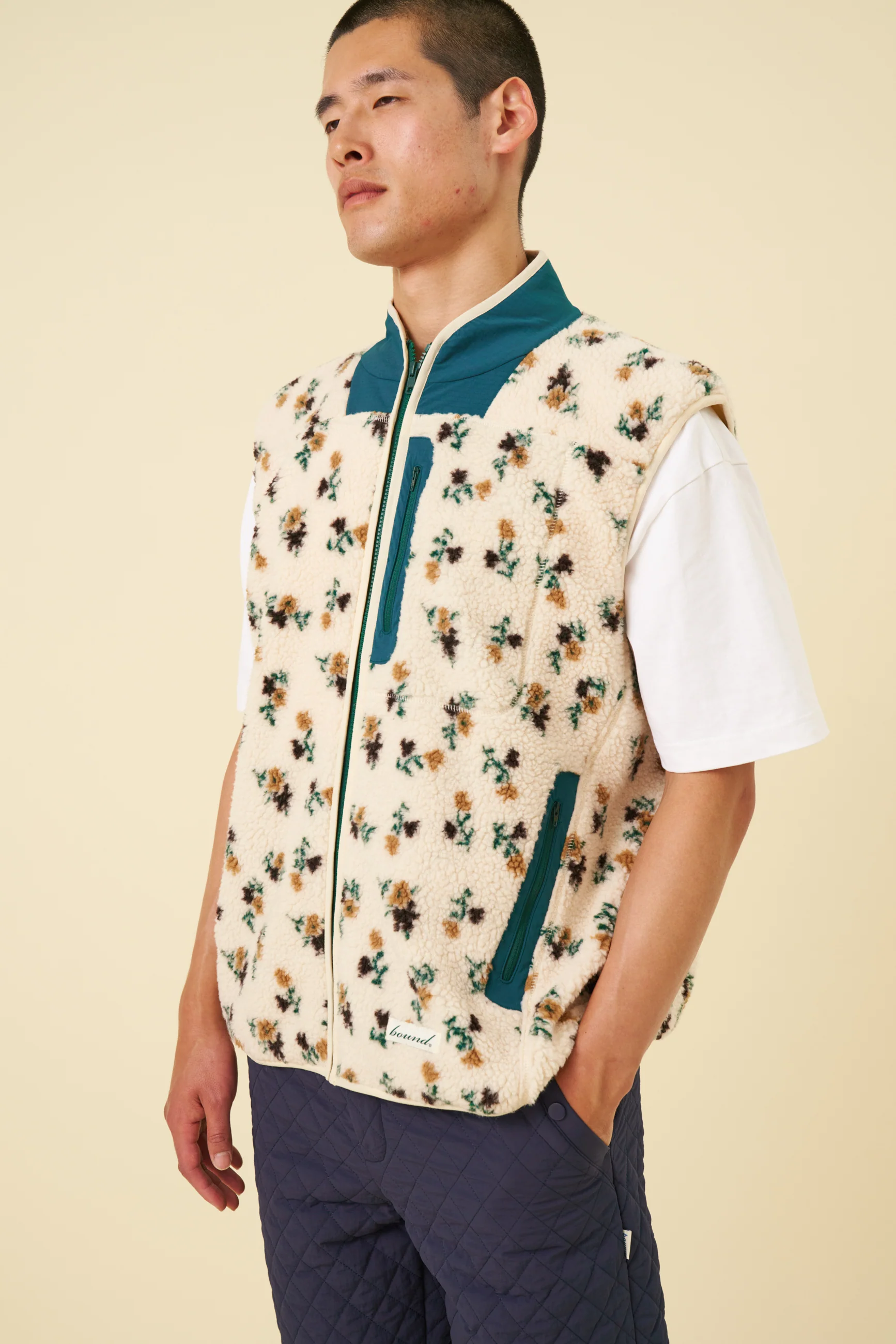 FLORAL ZIP GILET FLEECE - ECRU - Image 4