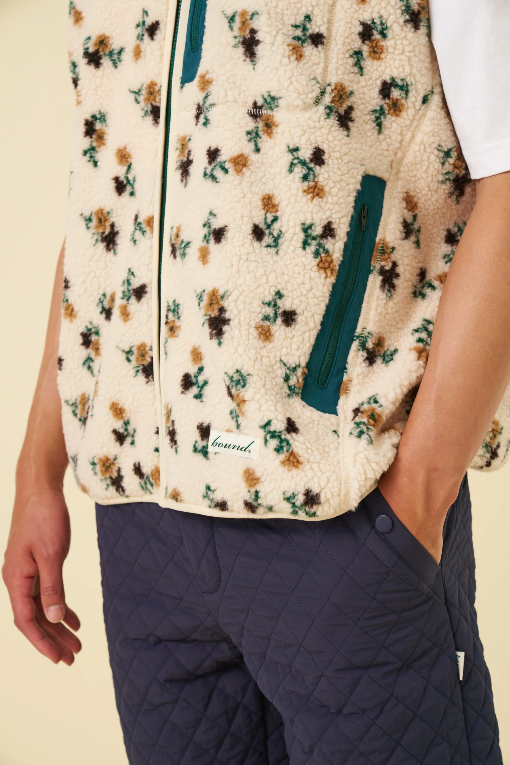 FLORAL ZIP GILET FLEECE - ECRU - Image 5