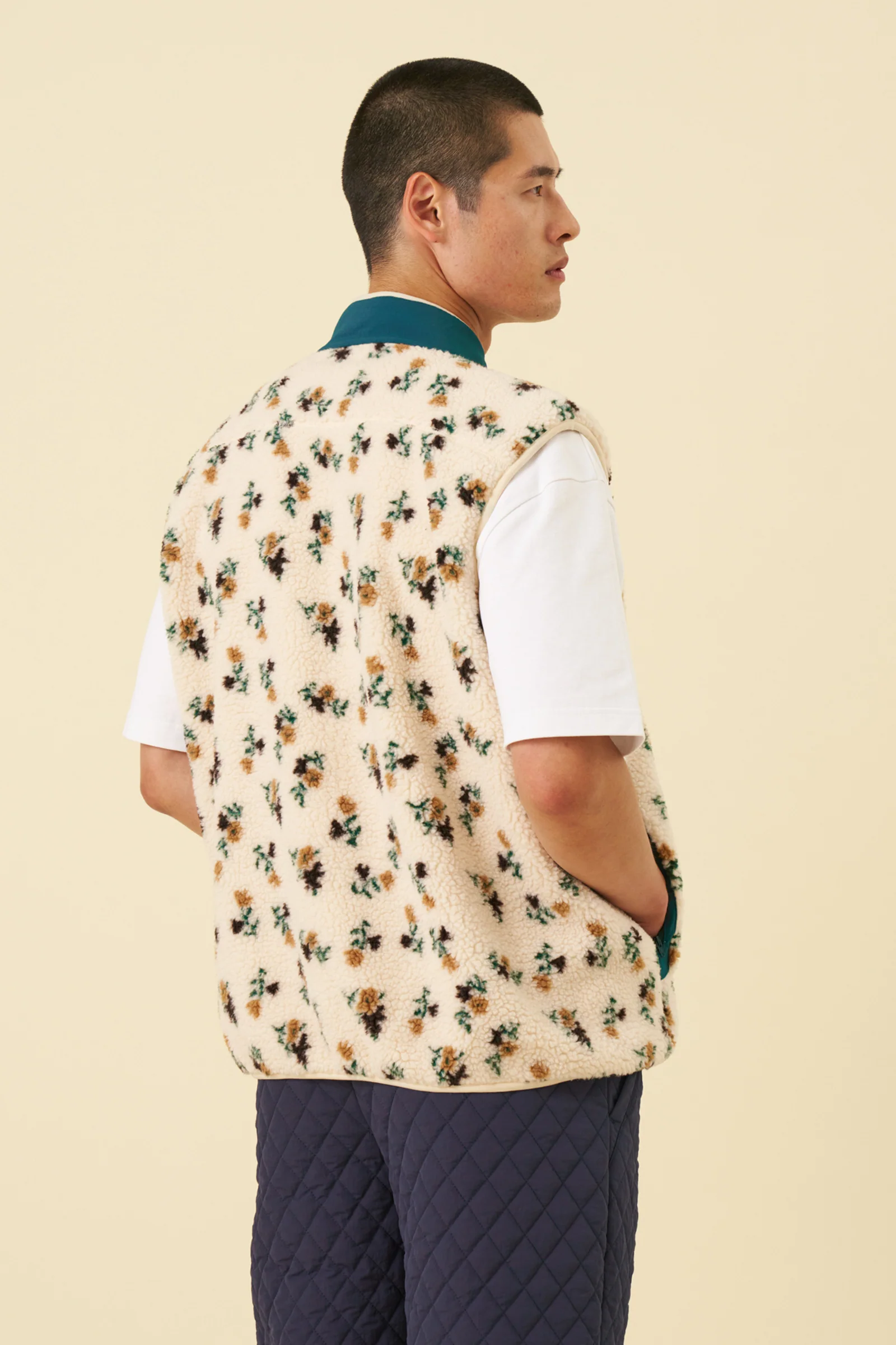 FLORAL ZIP GILET FLEECE - ECRU - Image 7