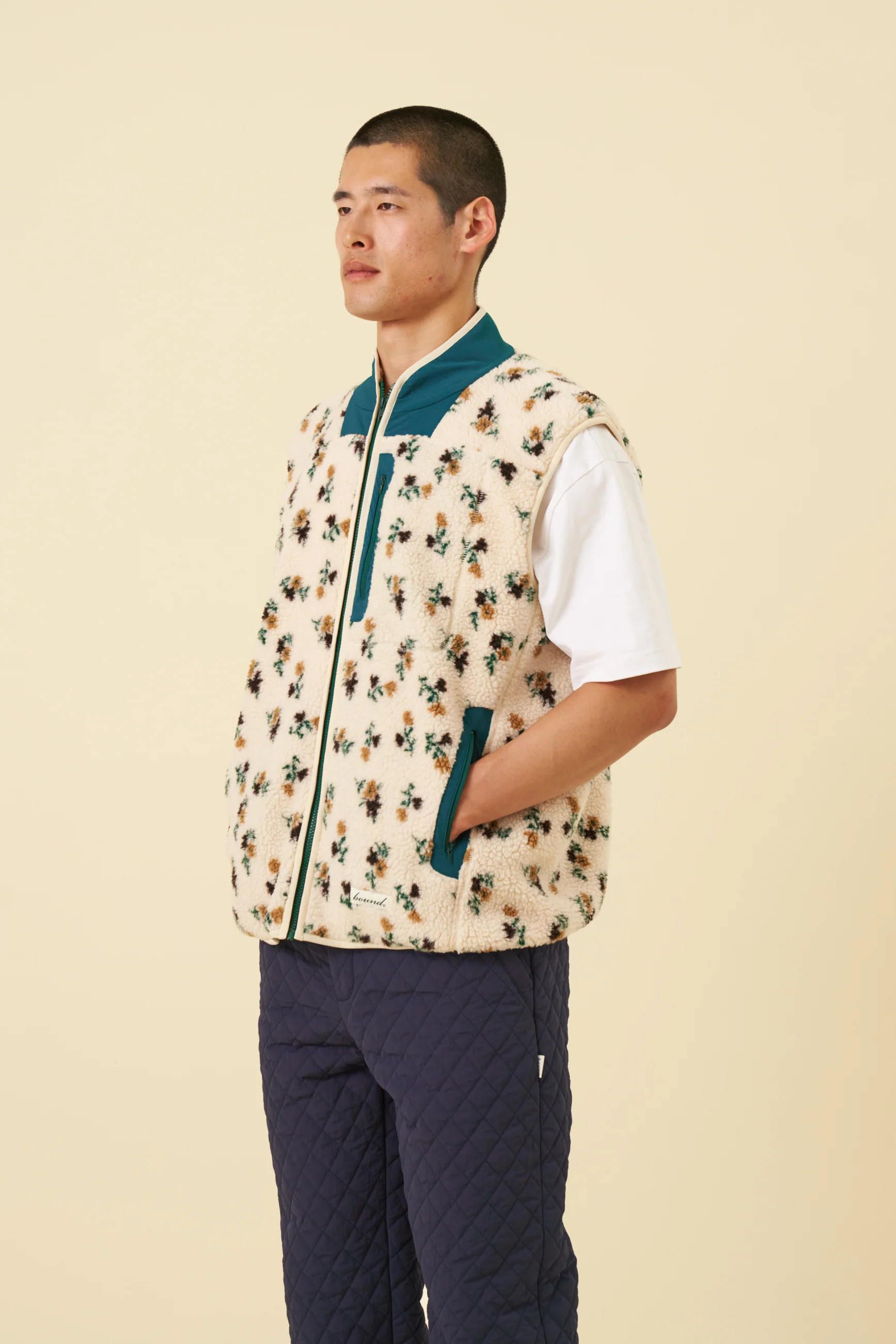 FLORAL ZIP GILET FLEECE - ECRU - Image 8