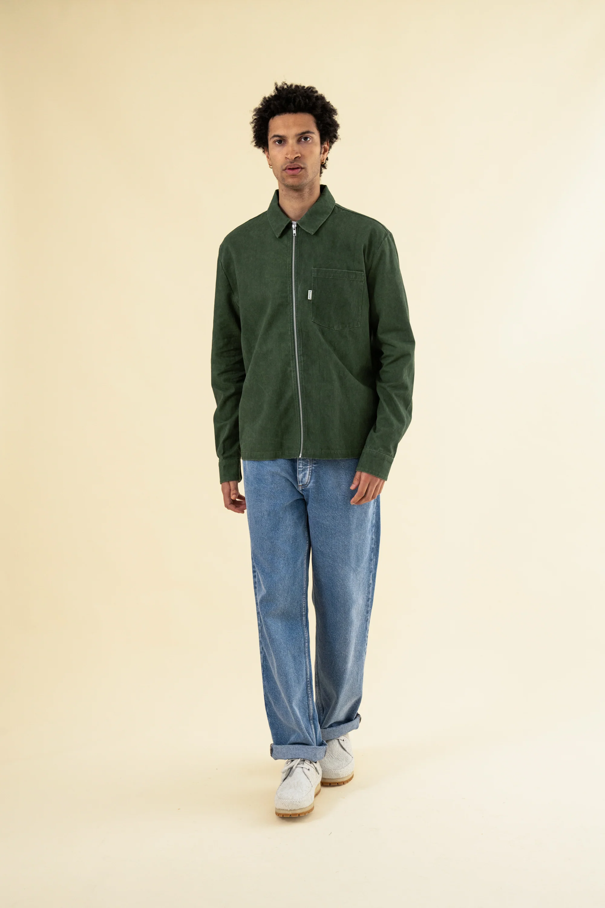 FOREST ACID WASH ZIP OVERSHIRT - Image 3
