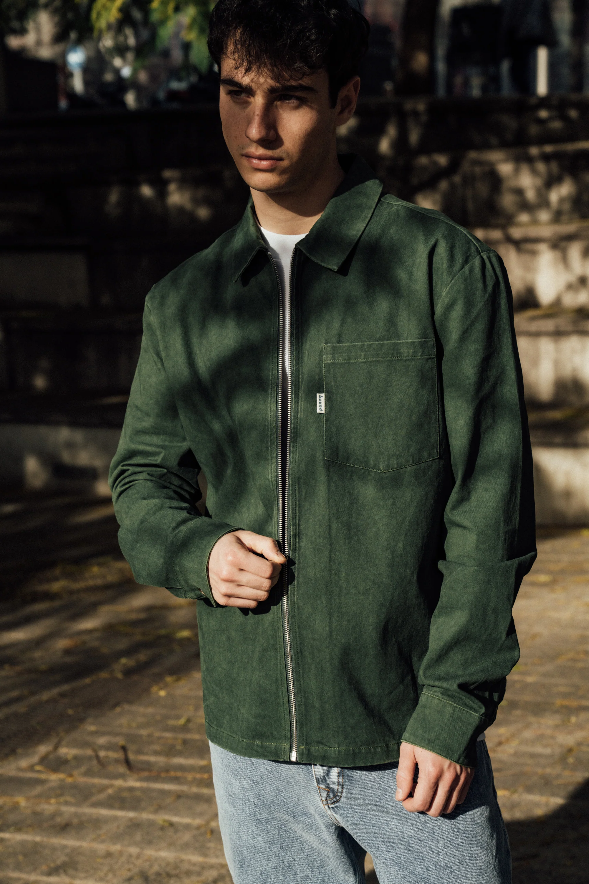 FOREST ACID WASH ZIP OVERSHIRT - Image 9