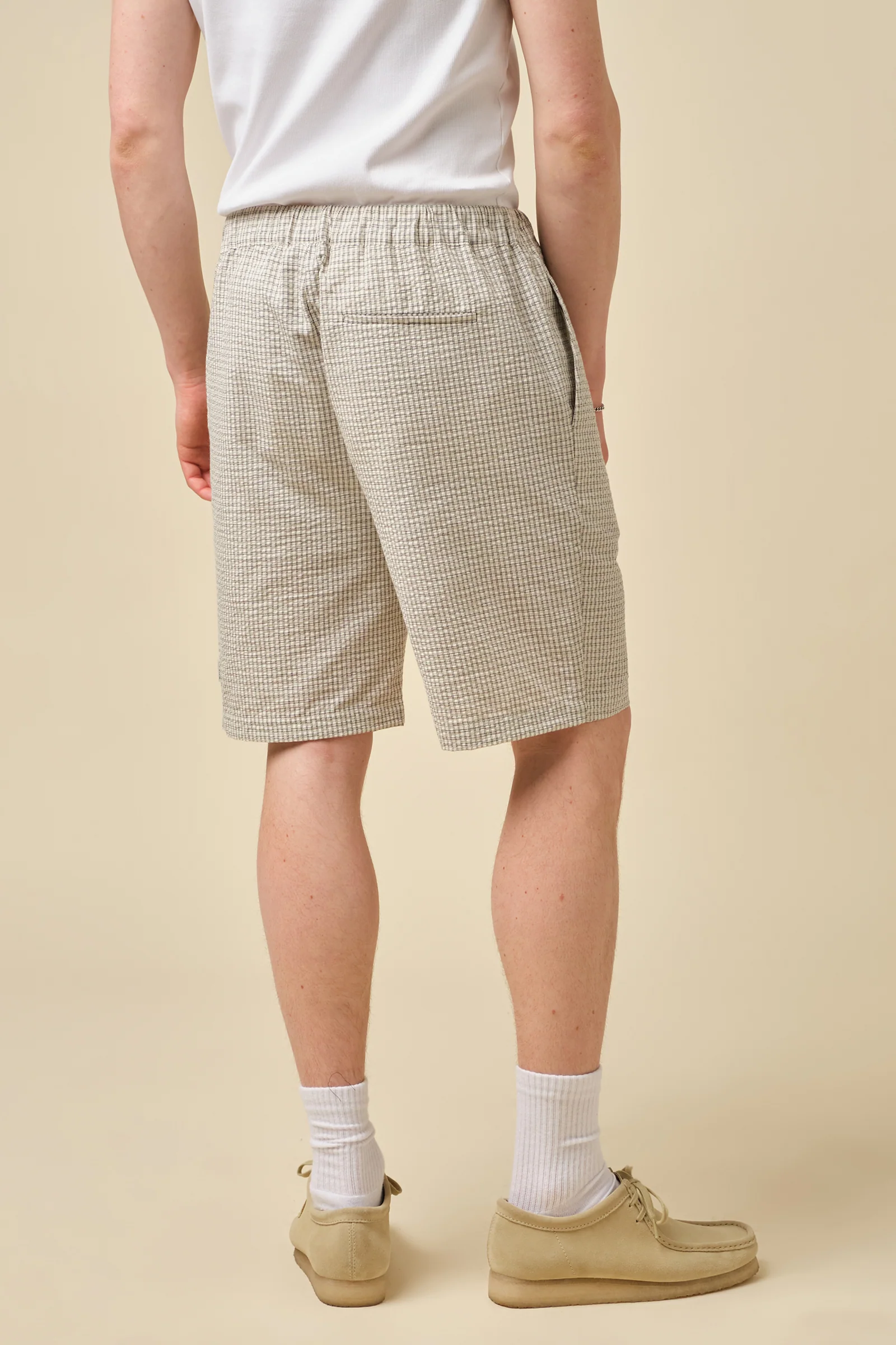 GINGHAM COTTON SHORTS - ECRU - Image 5