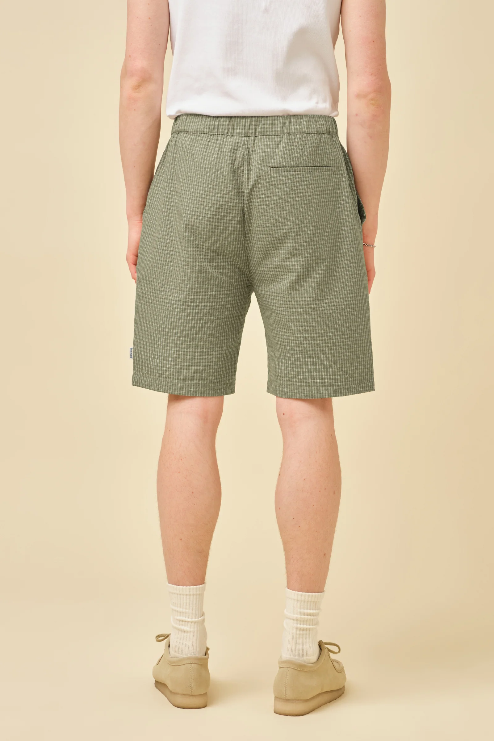 GINGHAM COTTON SHORTS - OLIVE - Image 4