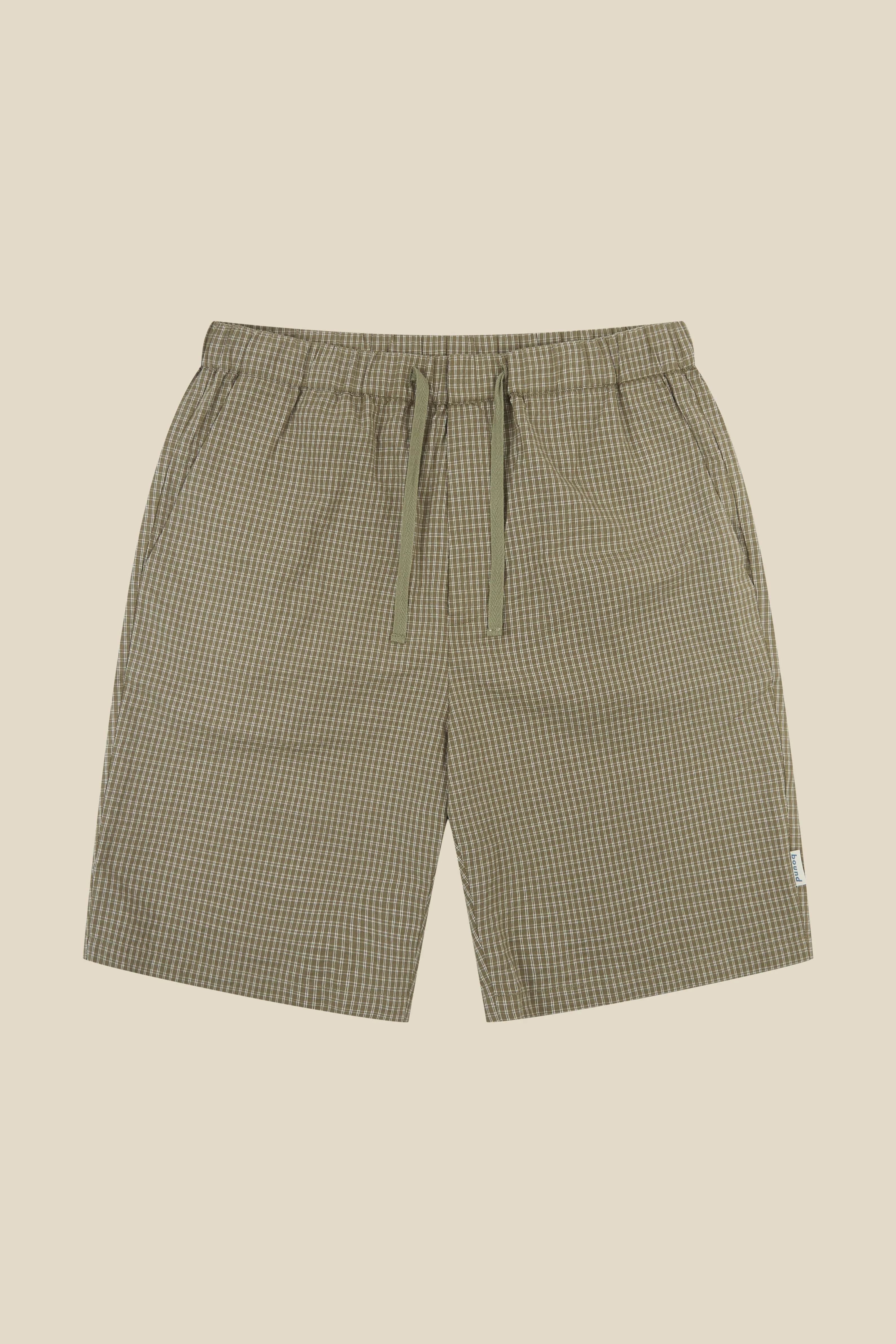 GINGHAM COTTON SHORTS - OLIVE - Image 6