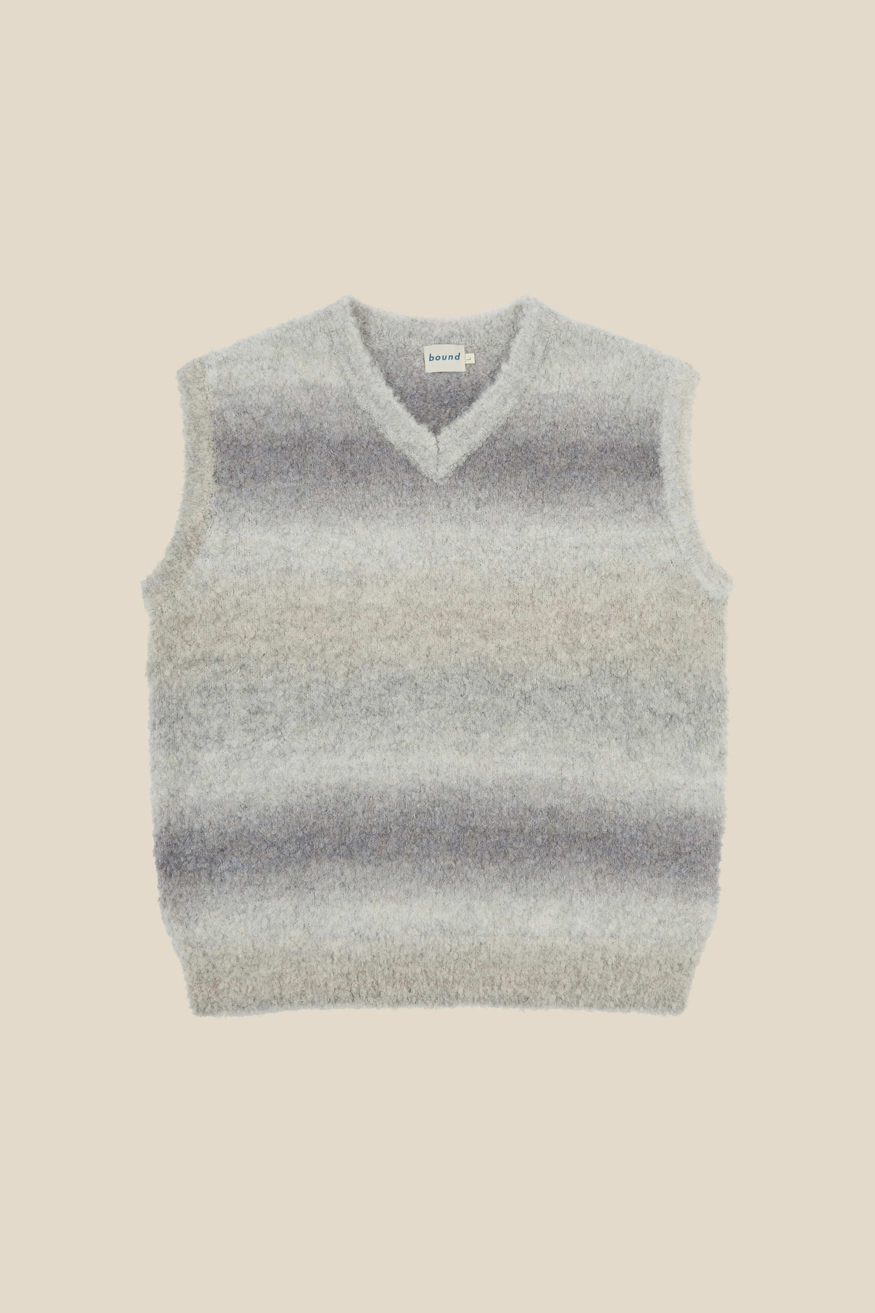 BOUCLE GRADIENT V-NECK KNIT VEST - ASH - Image 7
