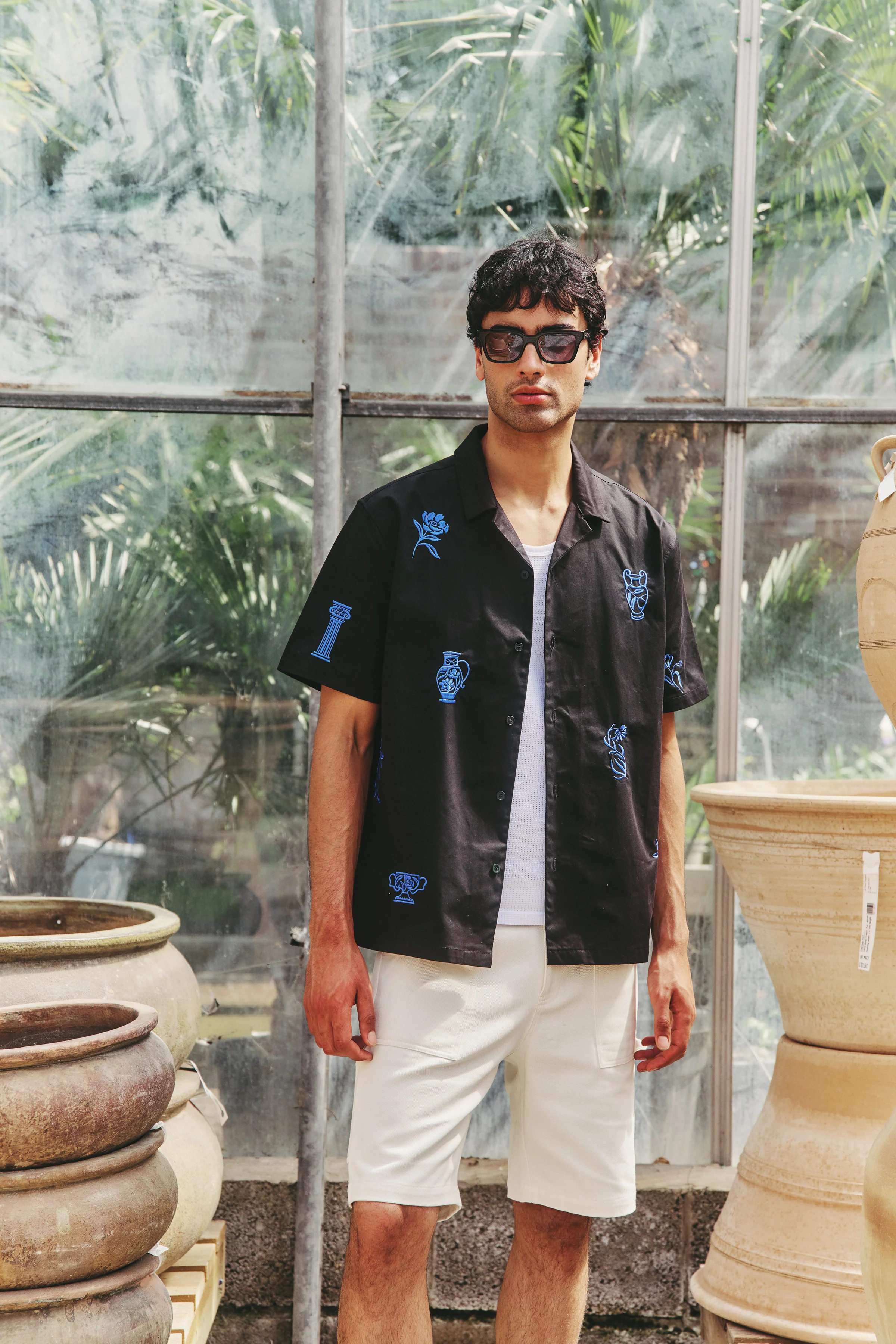 GRECIAN EMBROIDERED SHIRT - BLACK - Image 2