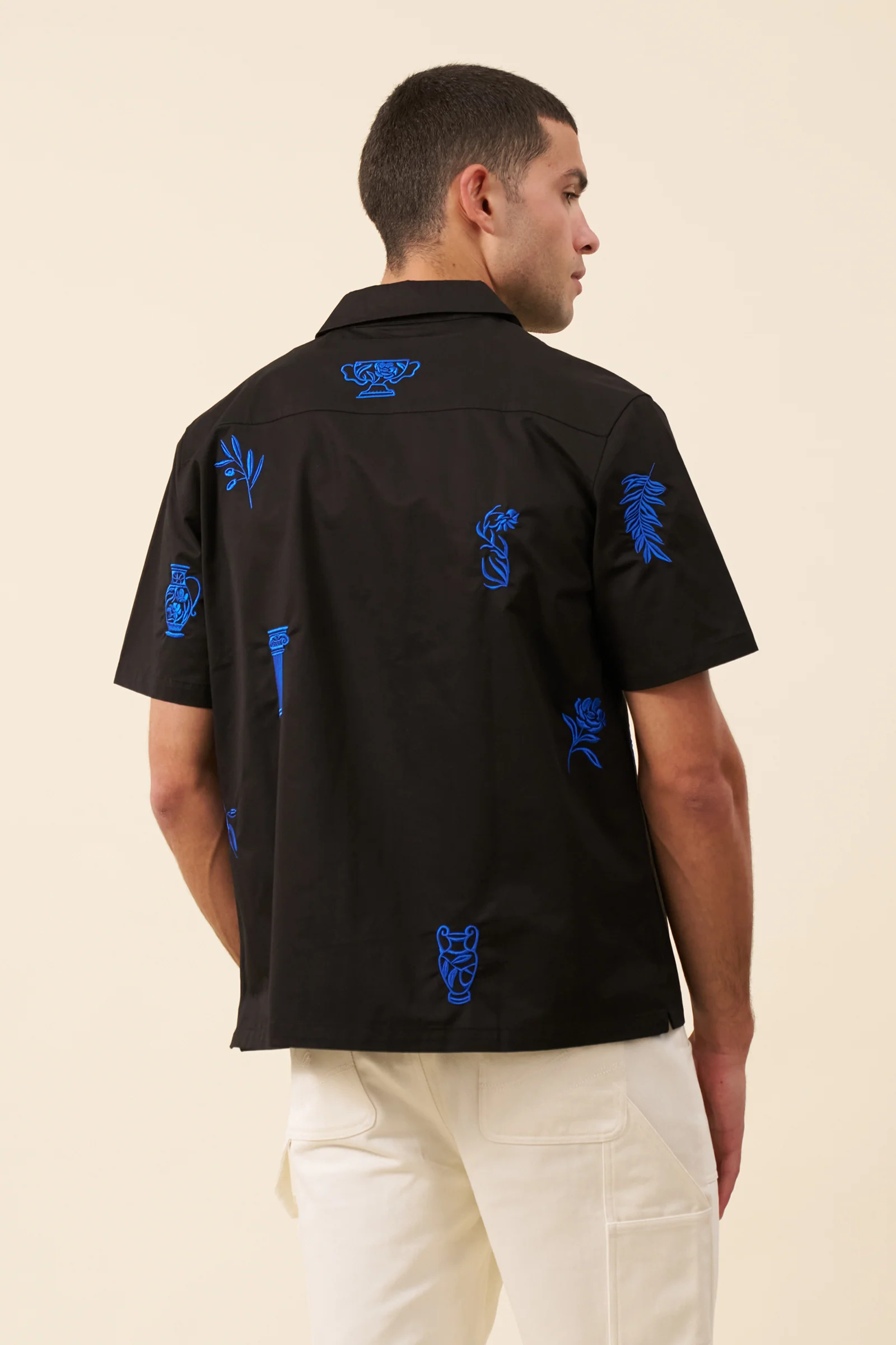 GRECIAN EMBROIDERED SHIRT - BLACK - Image 4