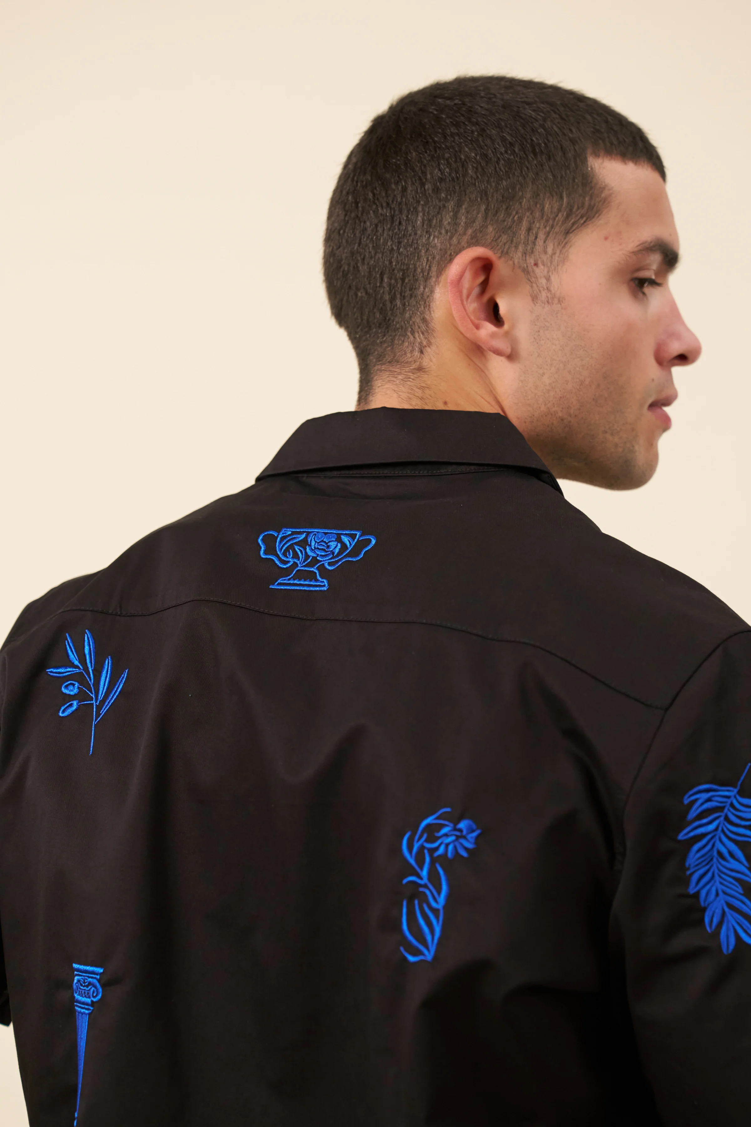 GRECIAN EMBROIDERED SHIRT - BLACK - Image 8