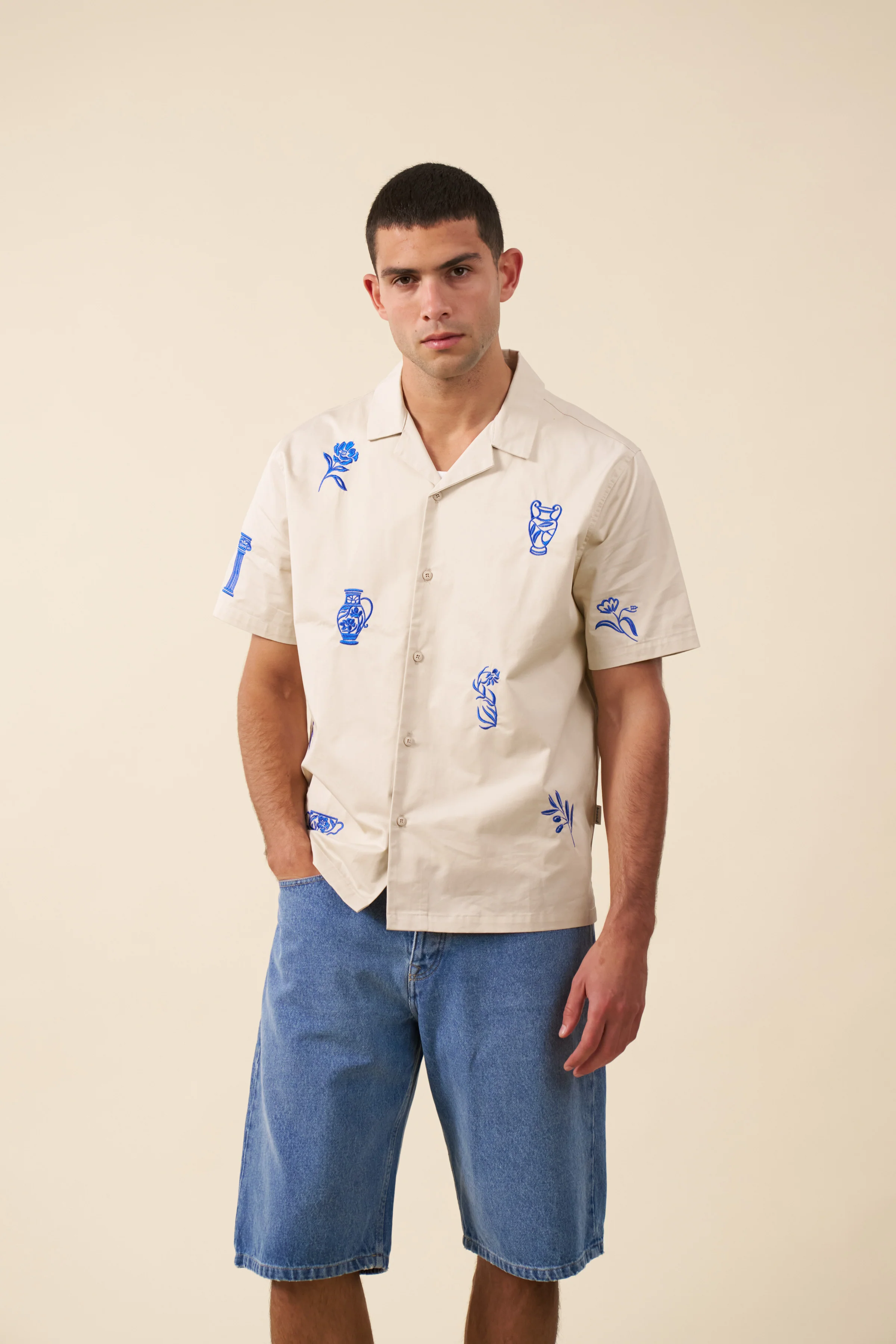 GRECIAN EMBROIDERED SHIRT - ECRU - Image 5
