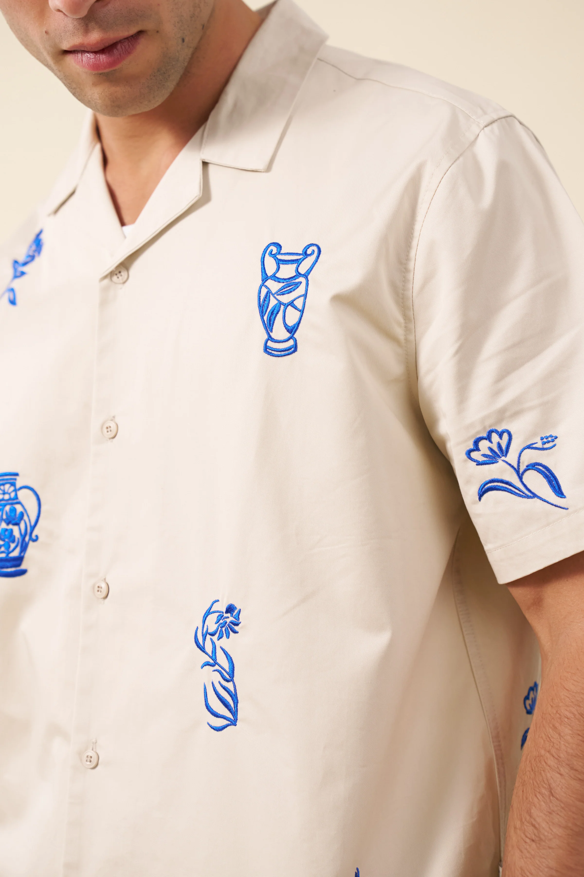 GRECIAN EMBROIDERED SHIRT - ECRU - Image 7