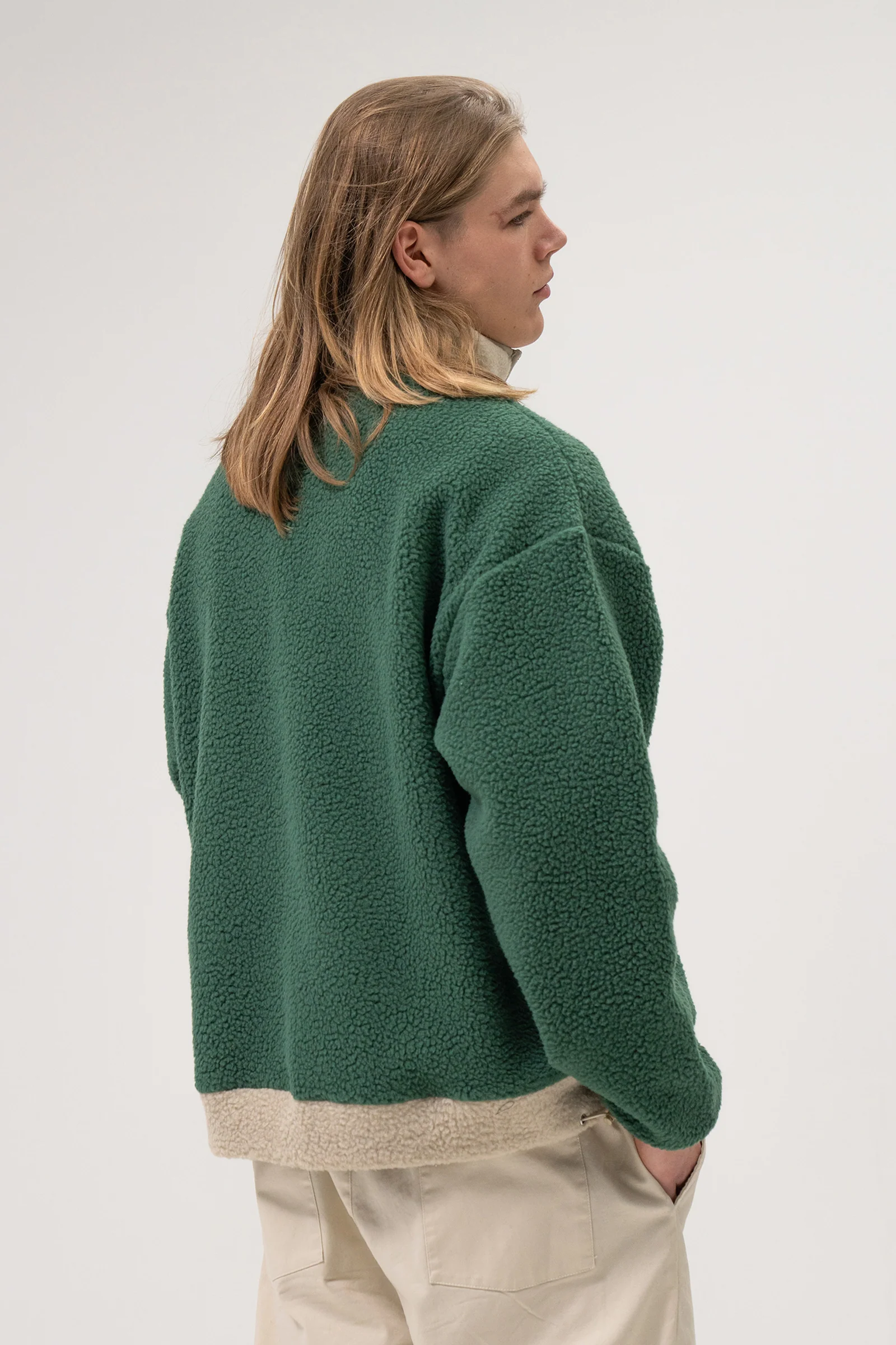 GREEN PANEL RETRO FLEECE PULLOVER - Image 4