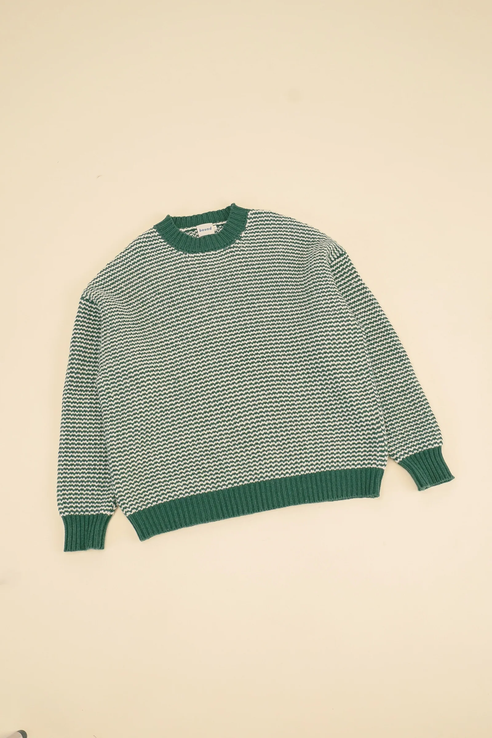 GREEN STRIPE CHUNKY KNIT RIB OVERSIZED SWEATER - Image 13
