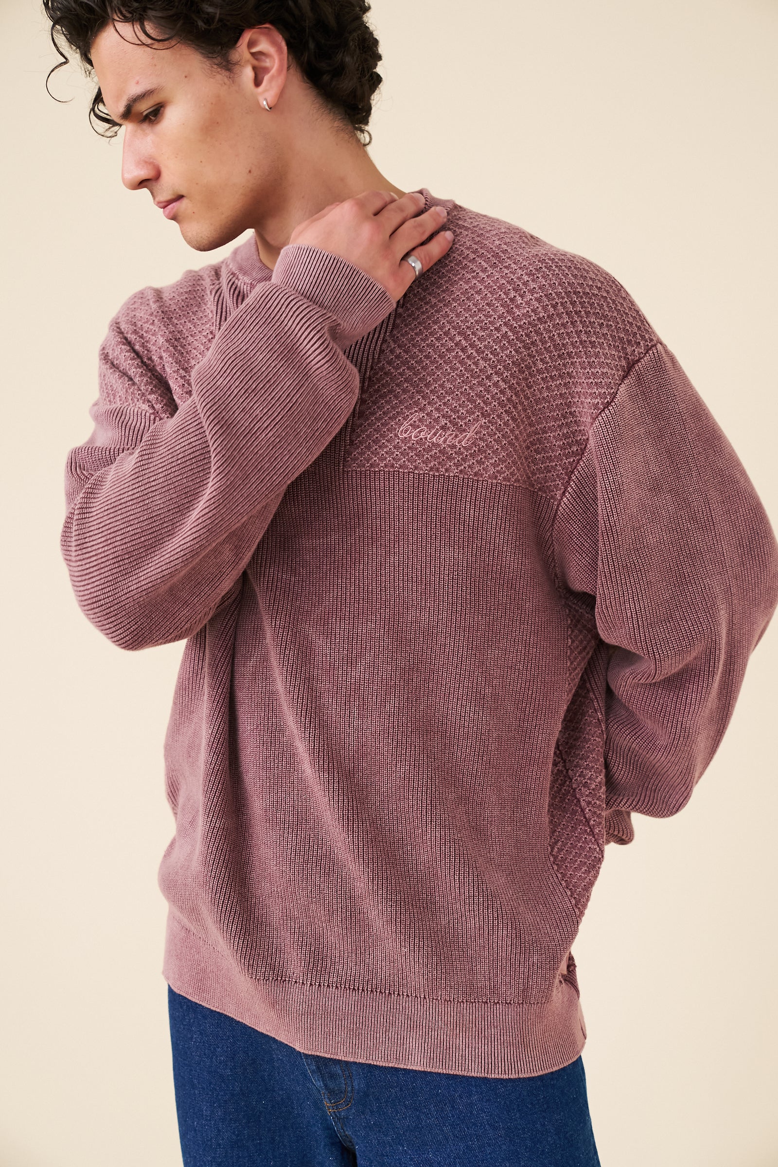 HALF BUTTON PANEL ACID WASHED PULLOVER - CARDINAL - Image 6