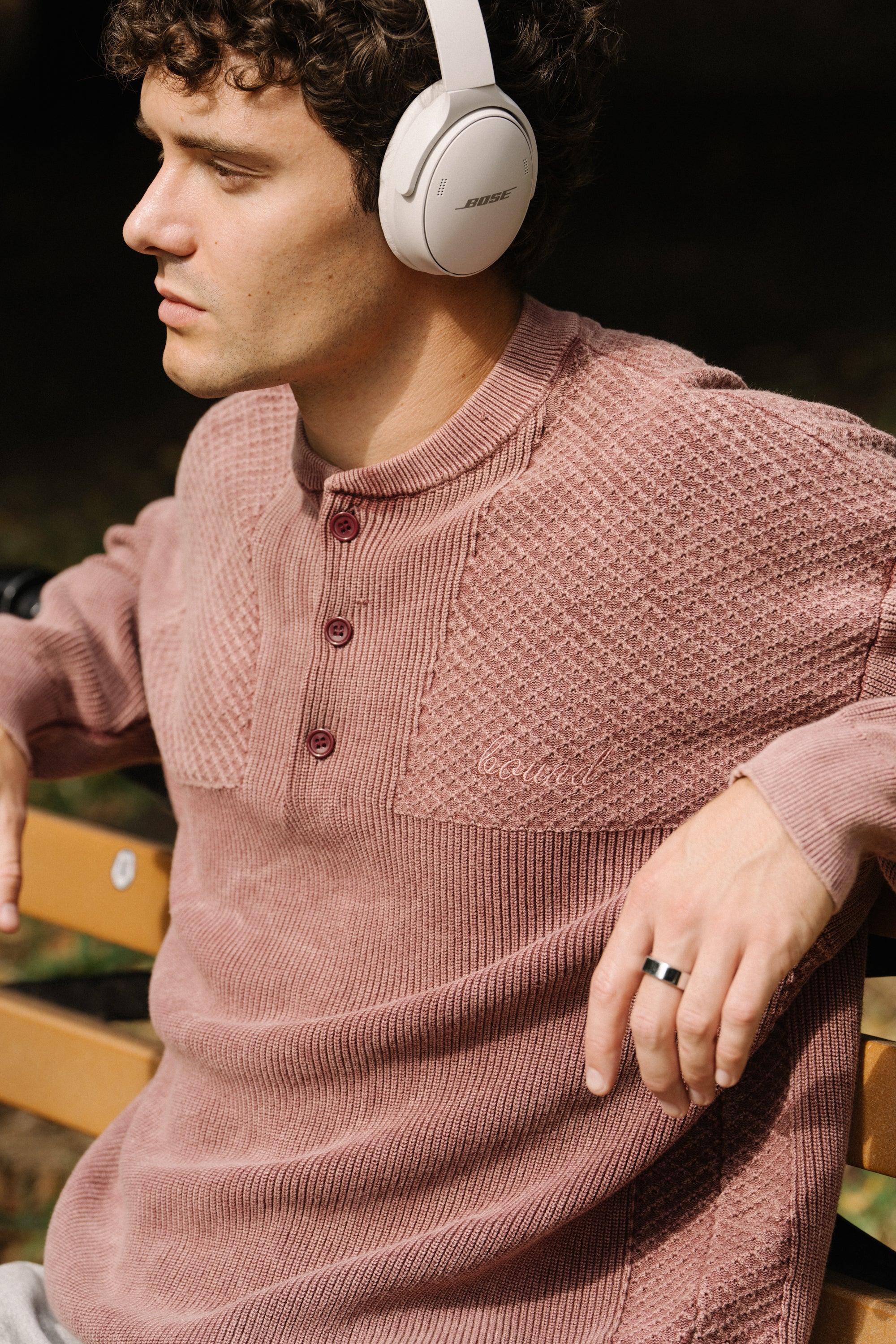 HALF BUTTON PANEL ACID WASHED PULLOVER - CARDINAL - Image 9