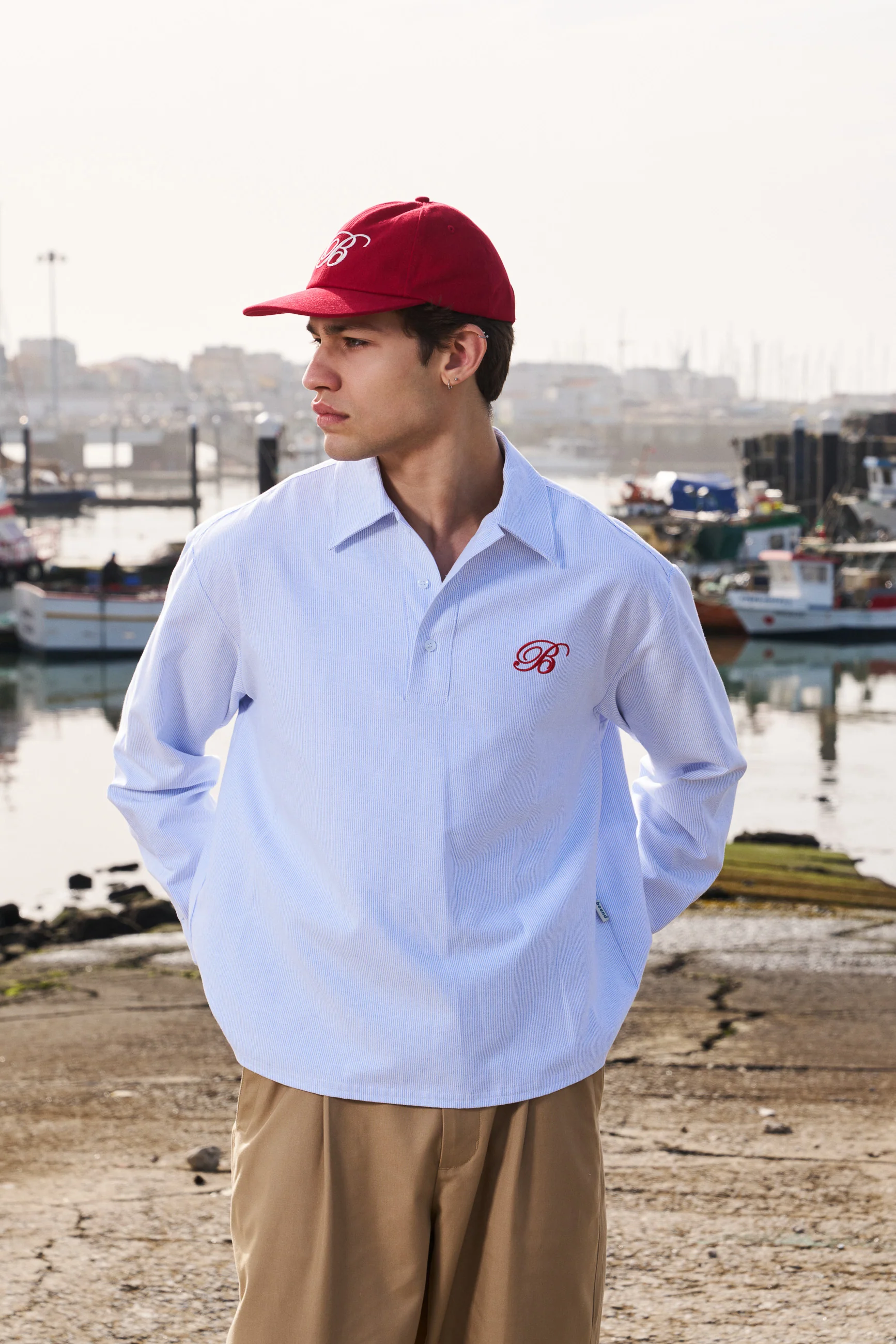 HALF BUTTON SCRIPT OXFORD SHIRT - Image 7