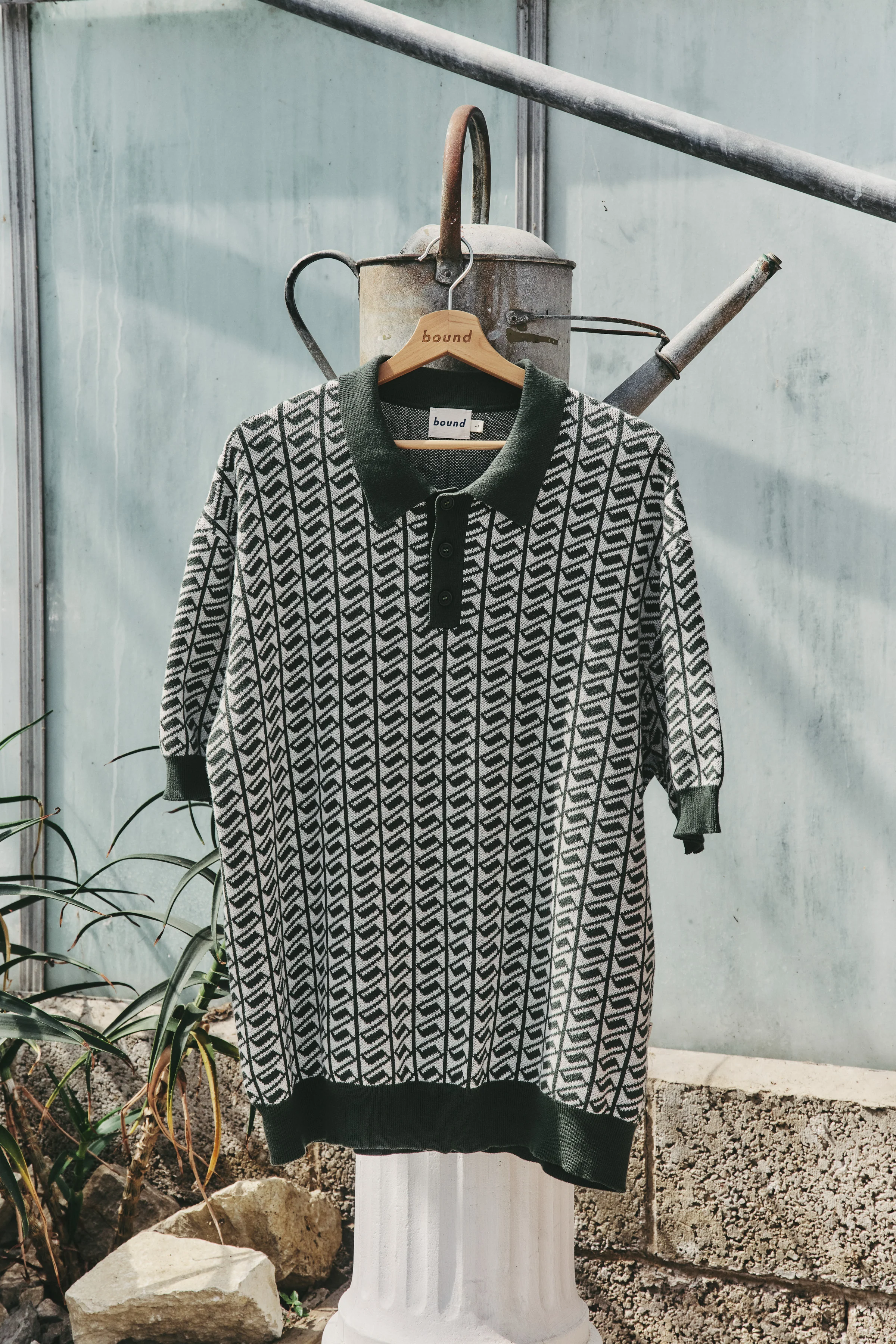 HARRIS KNIT POLO - WHITE/GREEN - Image 6