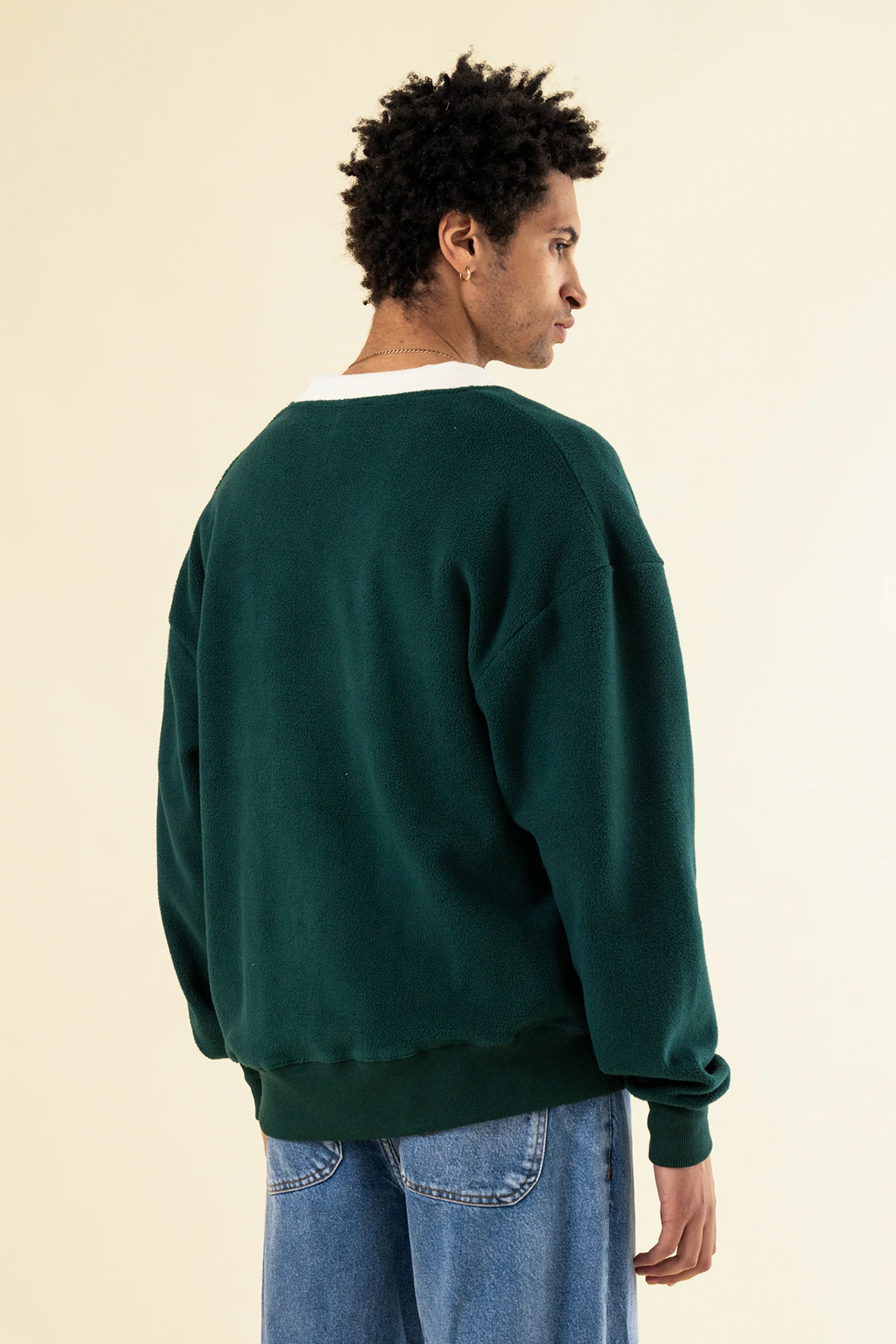 HARVARD REVERSE FLEECE CARDIGAN - BOTTLE GREEN - Image 5