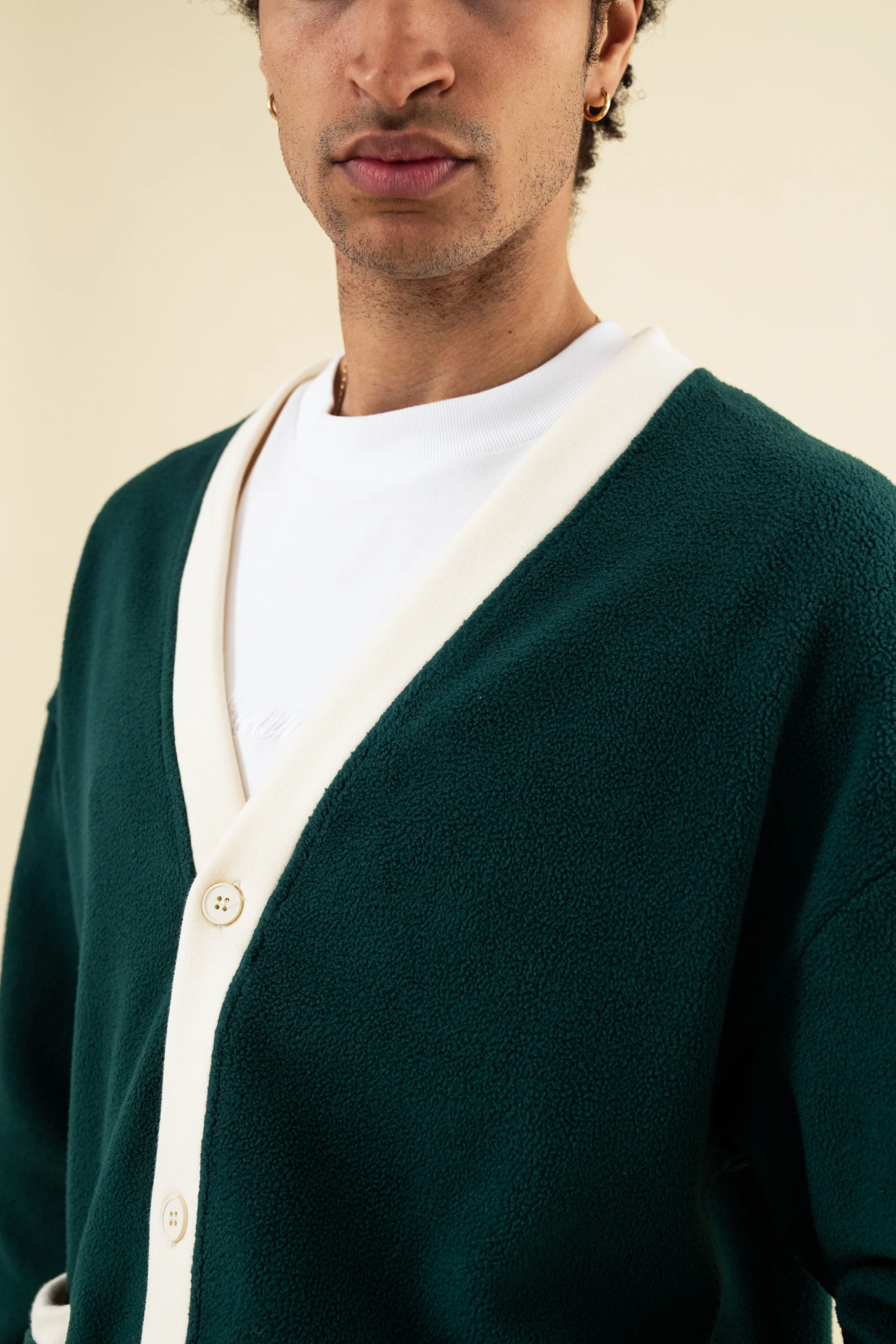 HARVARD REVERSE FLEECE CARDIGAN - BOTTLE GREEN - Image 6