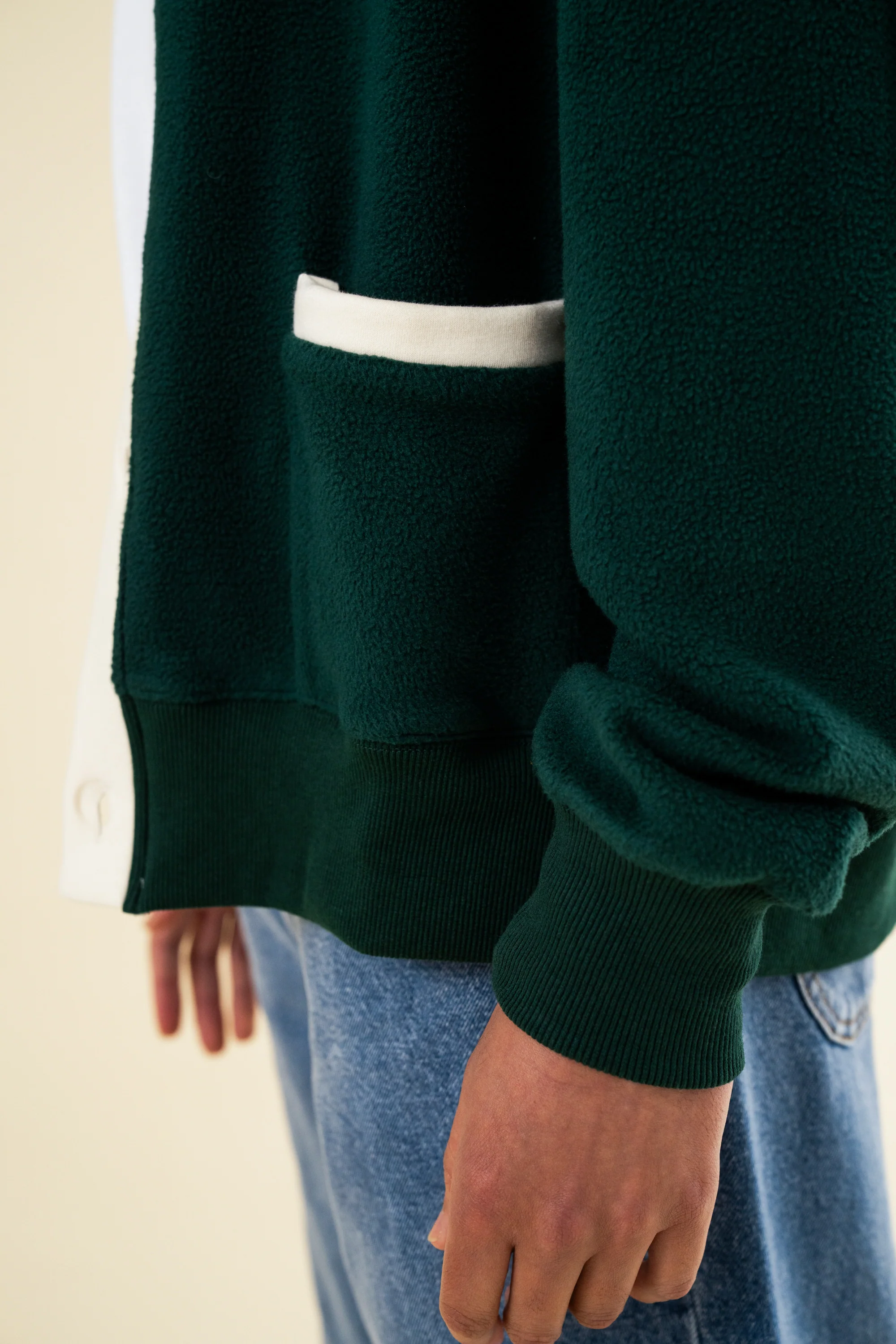 HARVARD REVERSE FLEECE CARDIGAN - BOTTLE GREEN - Image 7