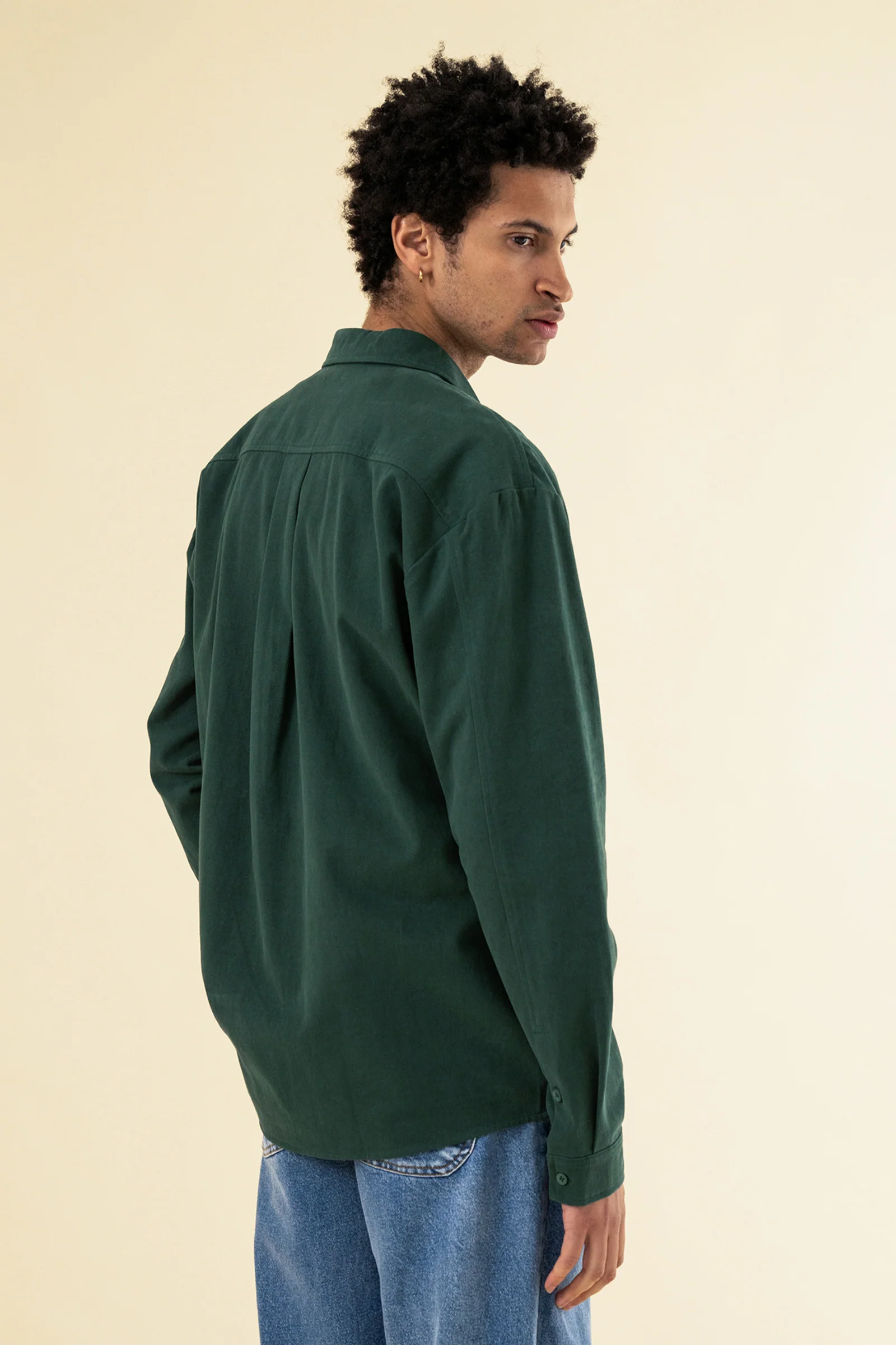 HEAVY CANVAS LONGSLEEVE SHIRT - BOTTLE GREEN - Image 4