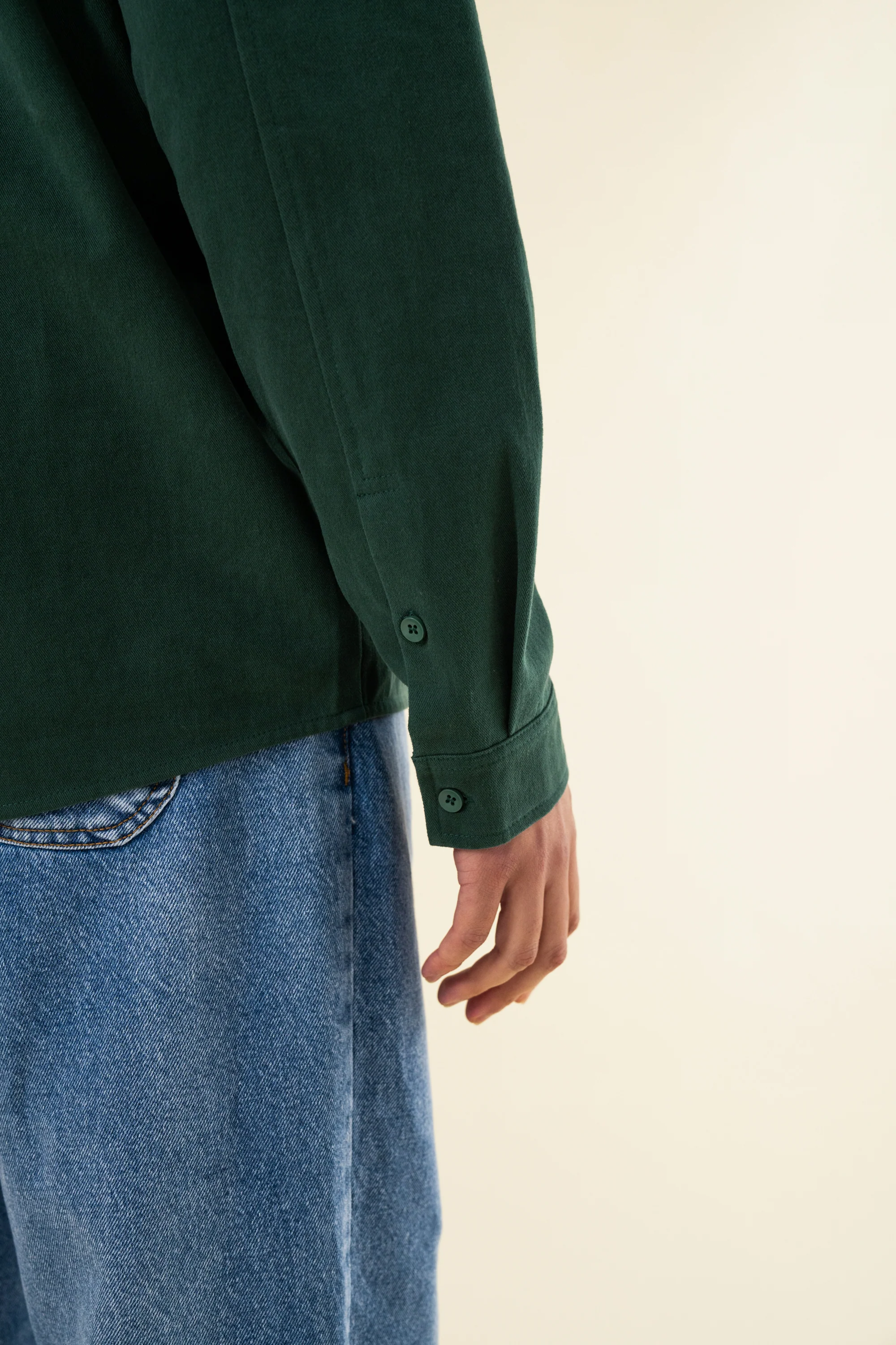 HEAVY CANVAS LONGSLEEVE SHIRT - BOTTLE GREEN - Image 7