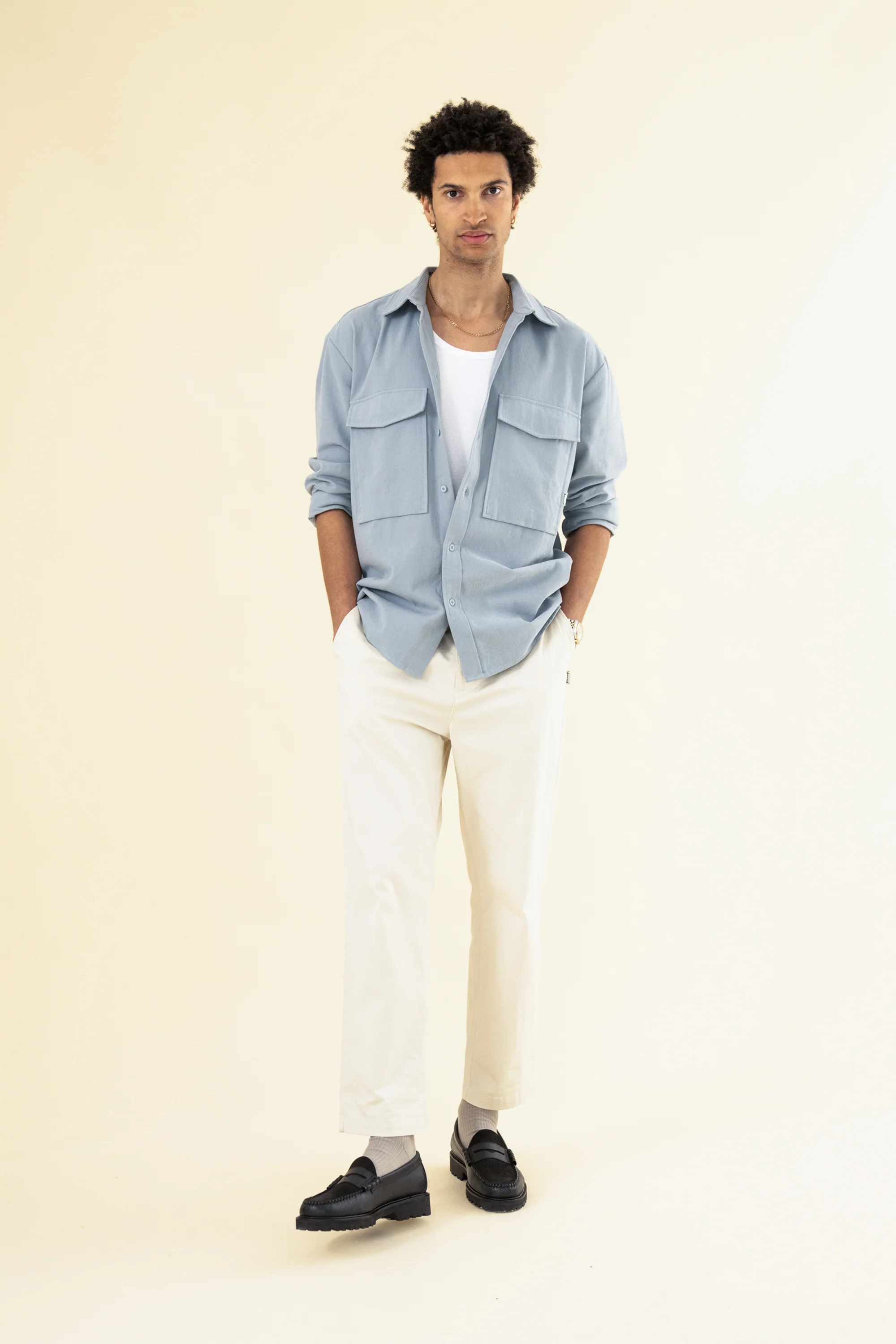 HEAVY CANVAS LONGSLEEVE SHIRT - LIGHT BLUE - Image 3