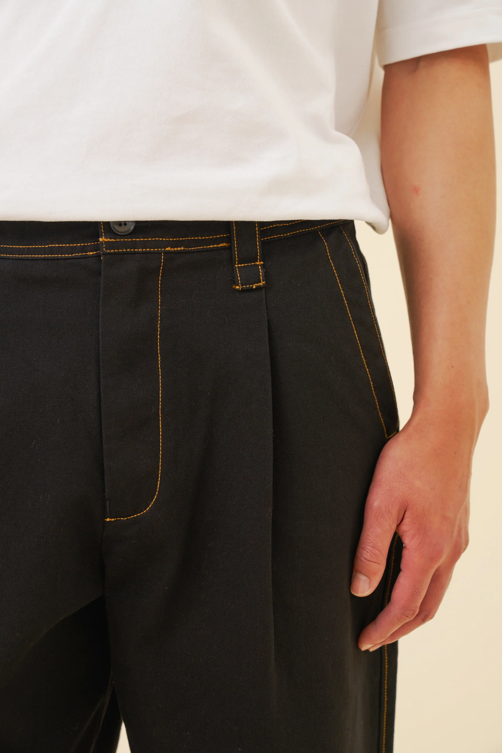 HEAVY CANVAS WORKWEAR TROUSER - BLACK - Image 4